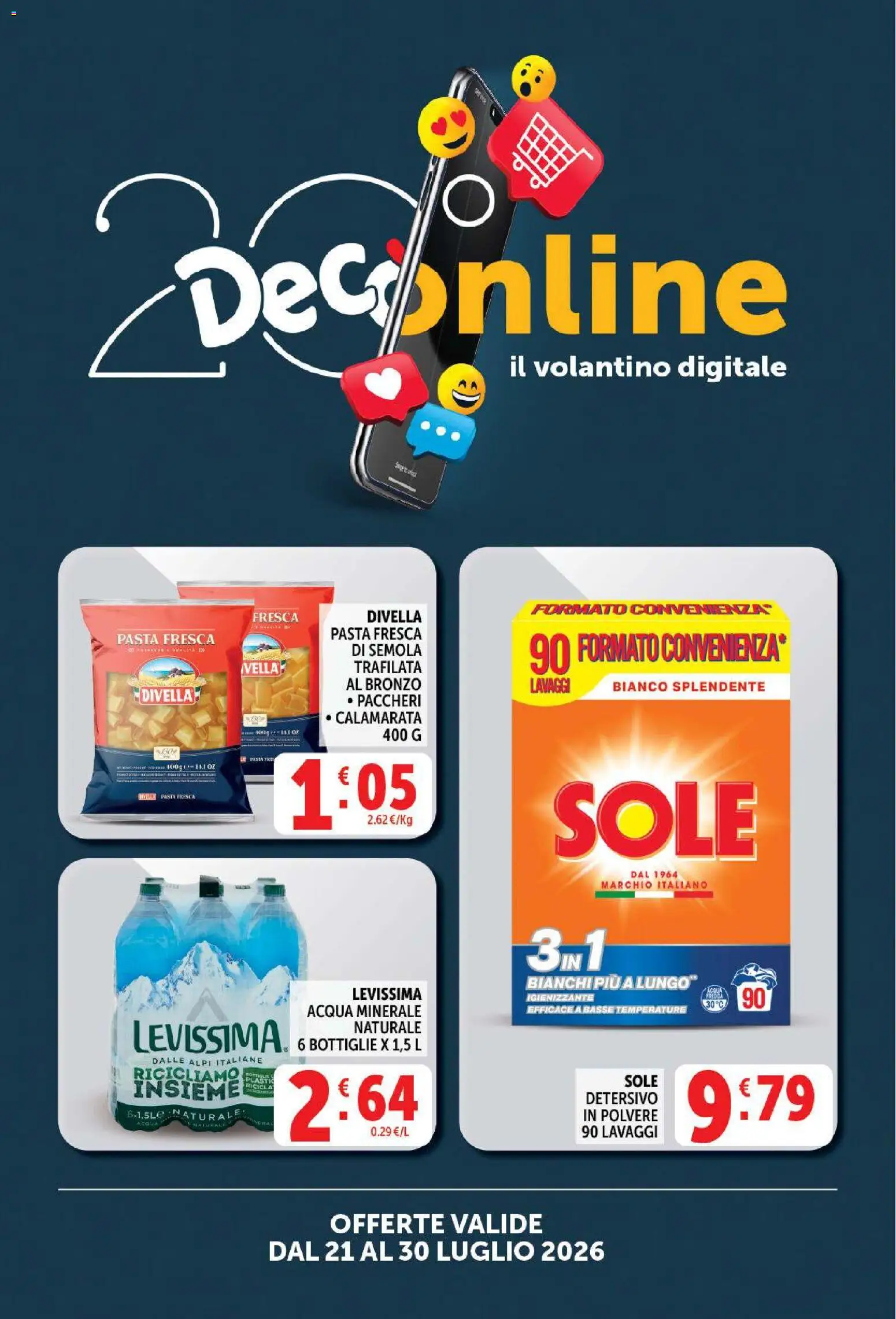 Volantino Decò del 21/07/2026 | Pagina: 21 | Prodotti: Acqua, Pasta, Paccheri, Acqua minerale
