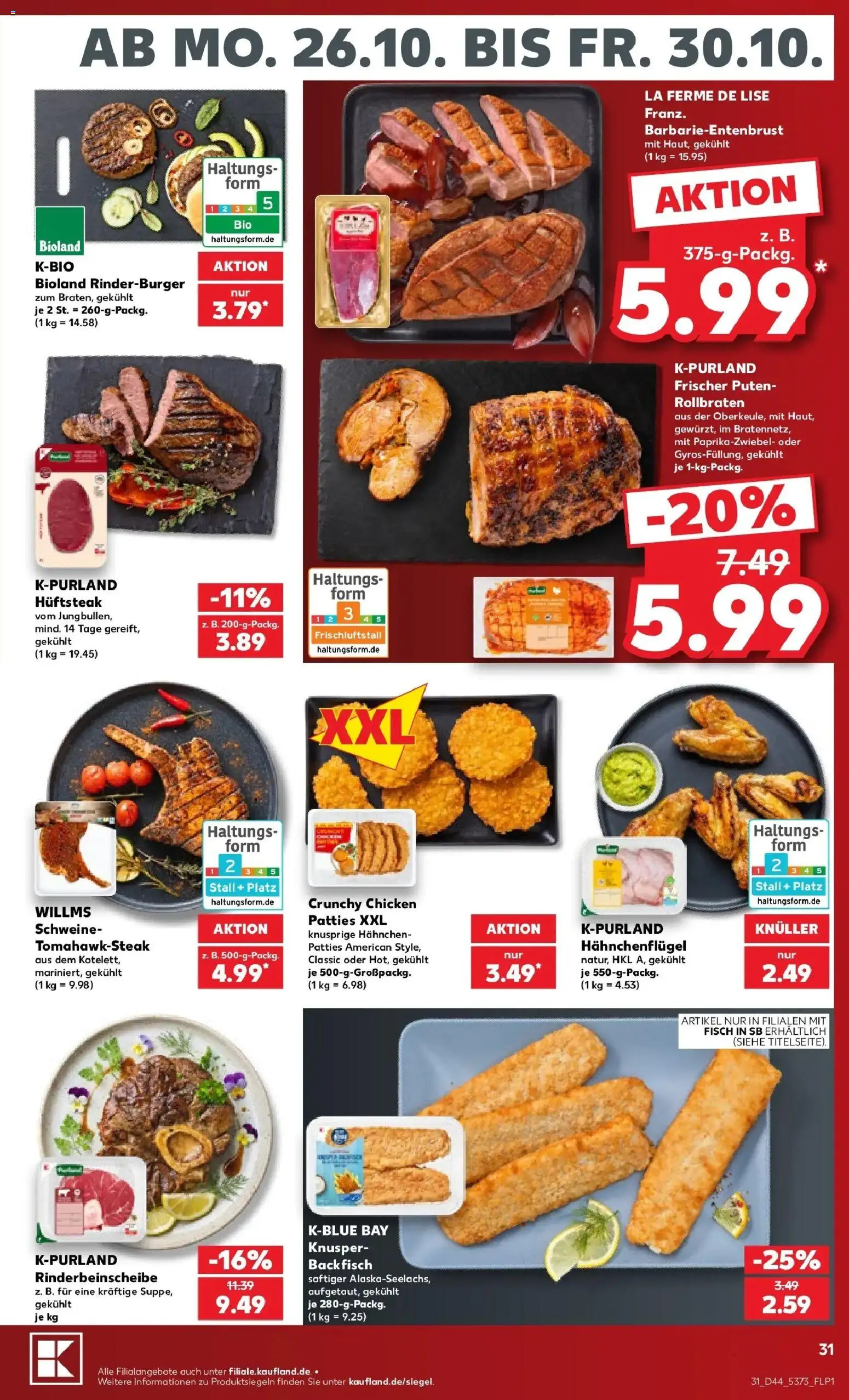 Prospekt Kaufland ab 26.10.2026 » Angebote Online zum Blättern | Seite: 35 | Produkte: Hahnchen, Fisch
