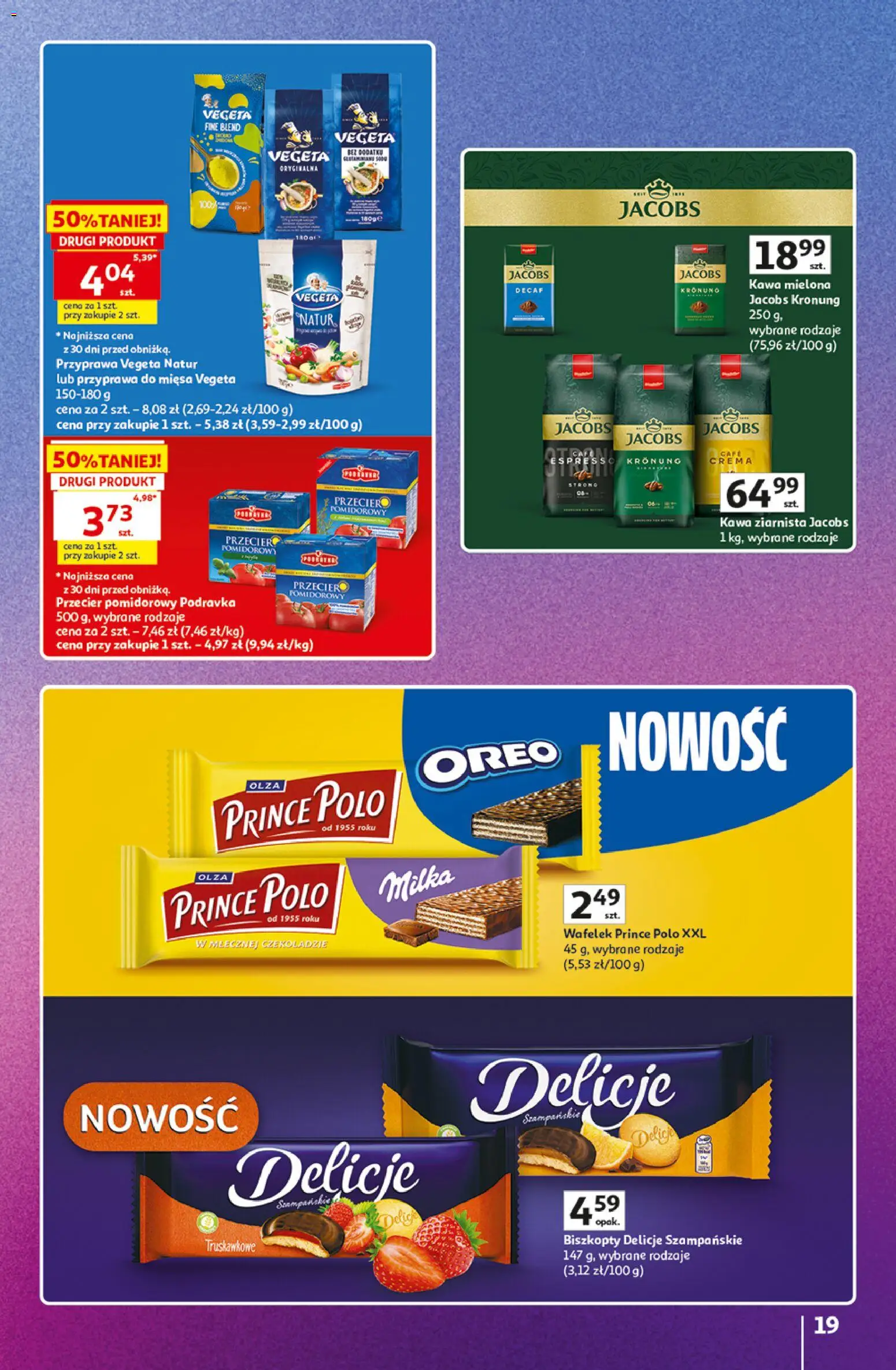 Auchan gazetka - Znane Marki Hipermarket od 11.06.2026 | Strona: 19 | Produkty: Prince polo xxl, Przecier pomidorowy, Milka, Kawa