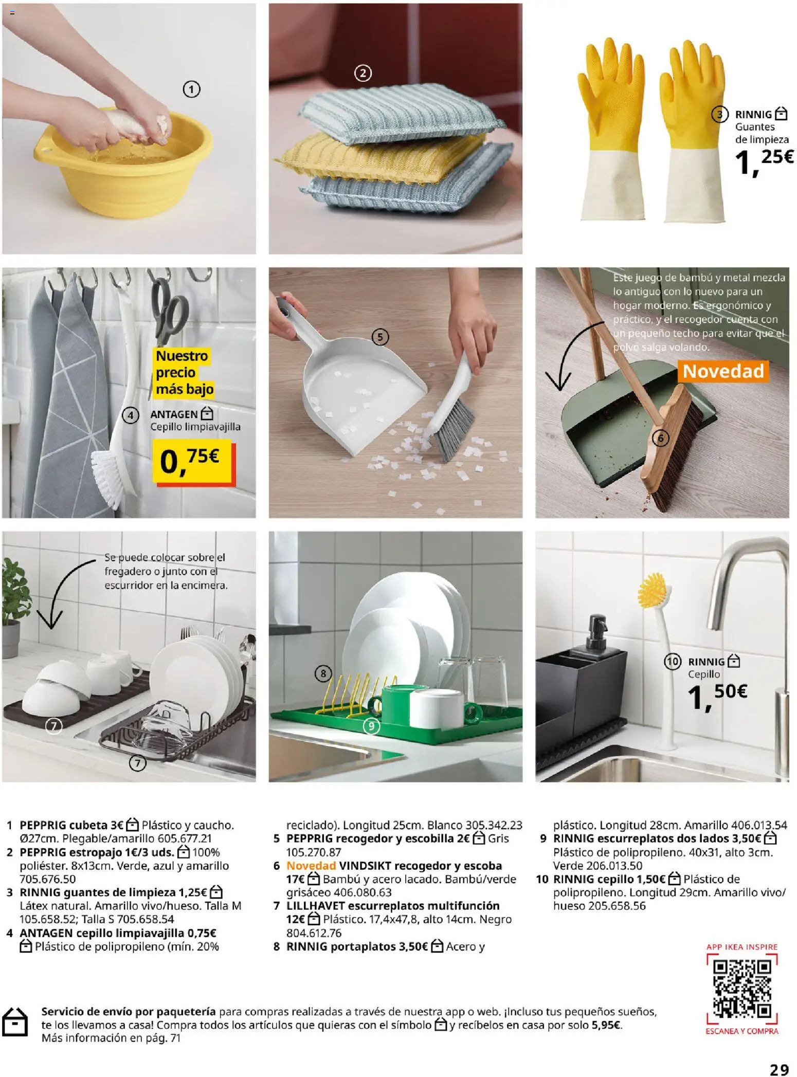 Catálogo IKEA Accesorios y decoración │ válido desde el 01/02/2026 | Página: 29 | Productos: Fregadero, Escoba, Portaplatos, Guantes
