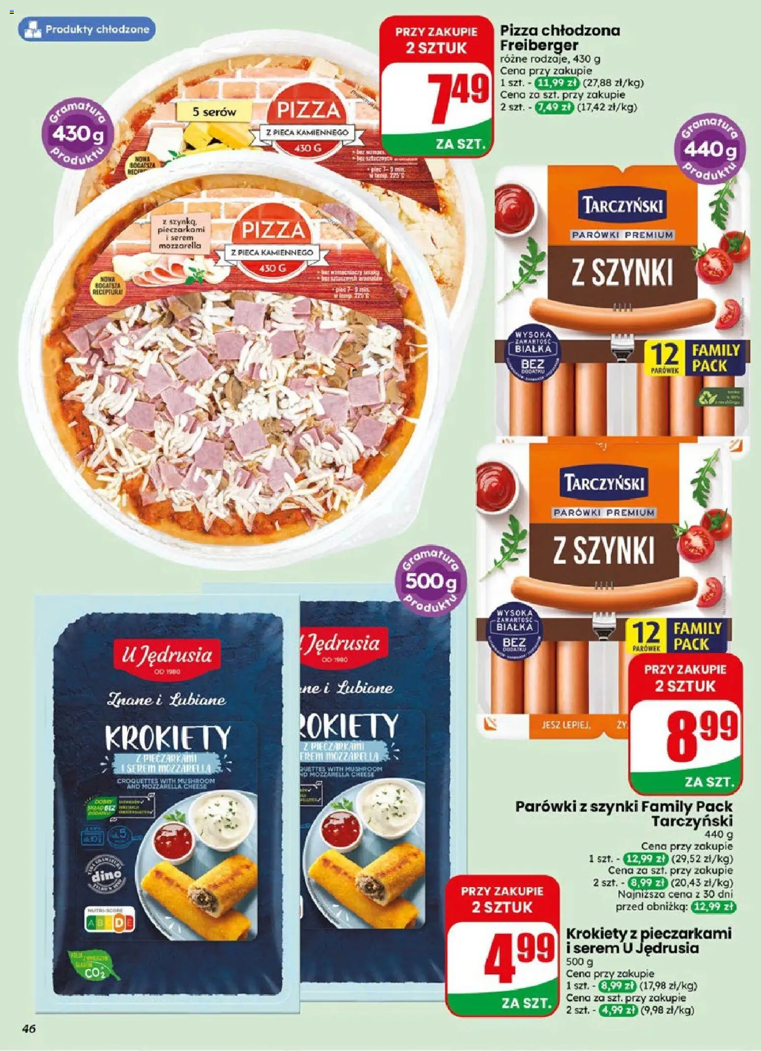 Dino gazetka od 06.05.2026 | Strona: 46 | Produkty: Parówki z szynki, Krokiety, Parówki, Mozzarella