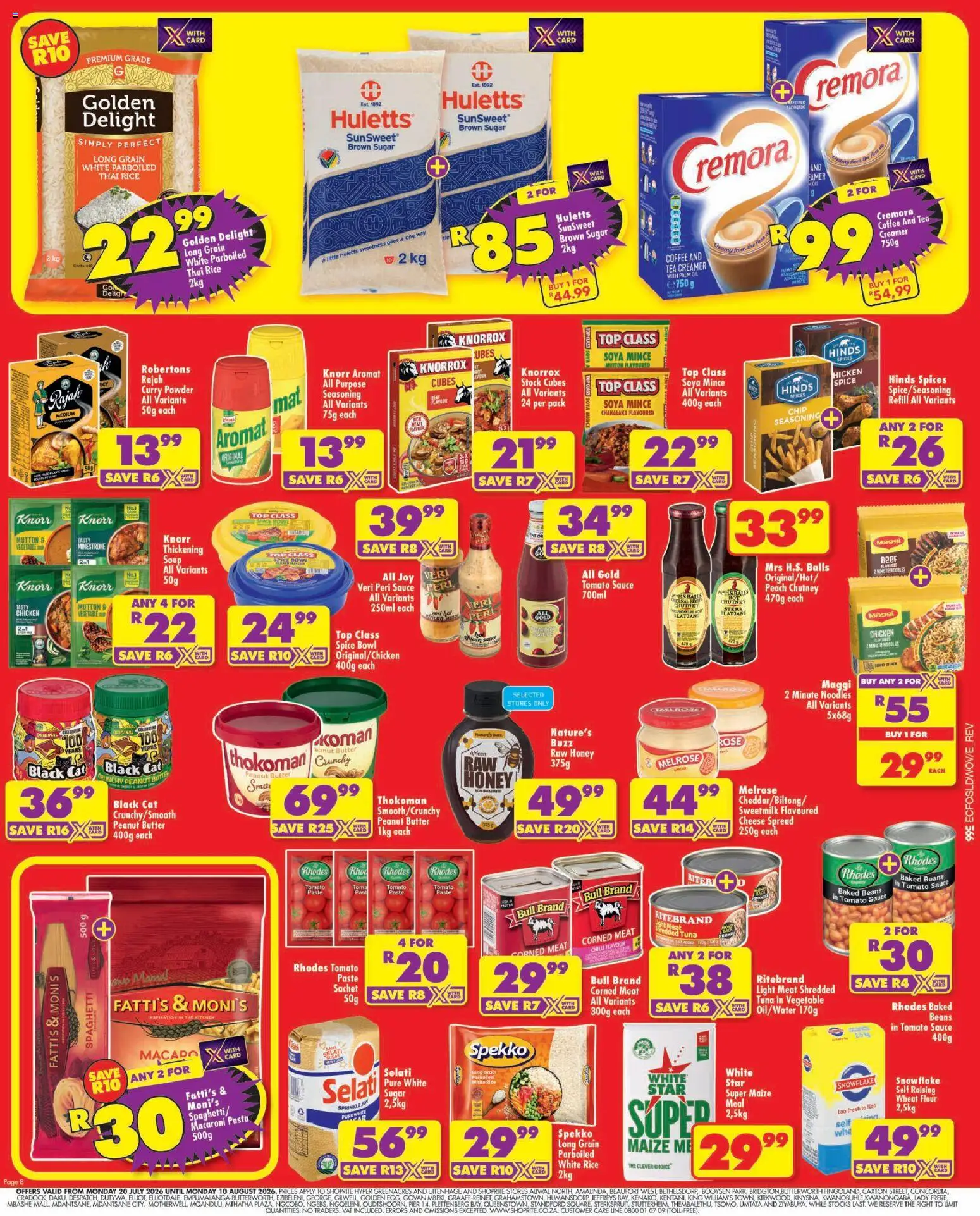 New Shoprite catalogue – valid from 20/07/2026 | Page: 8 | Products: Flour, Beans, Butter, Peanut butter