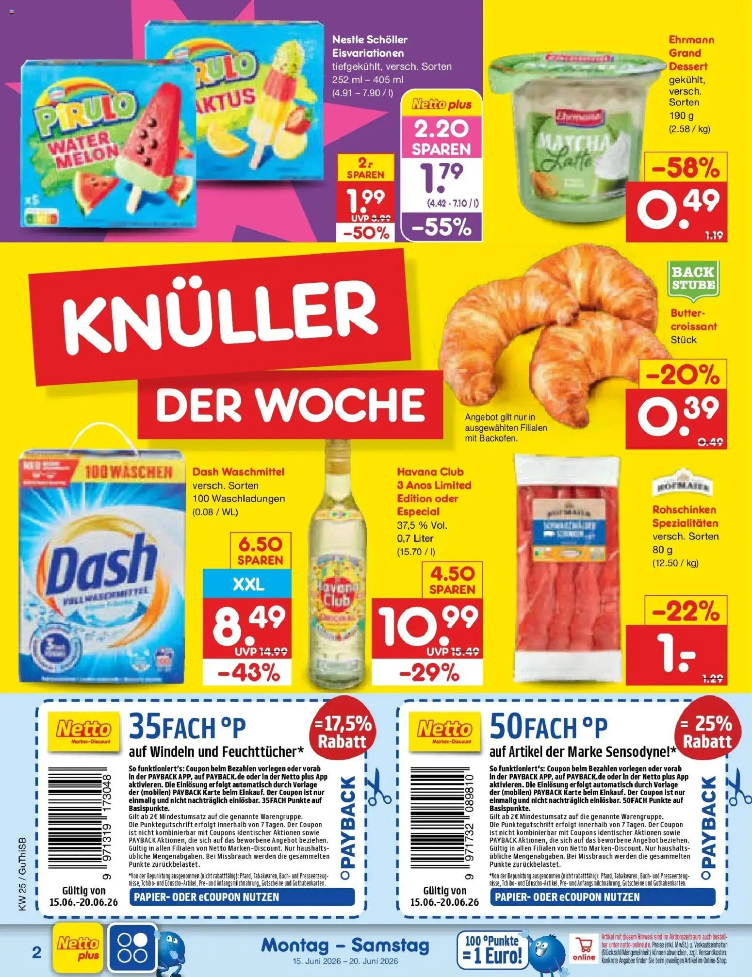 Netto Marken-Discount Prospekt Machern – gültig ab 14.06.2026 | Seite: 2 | Produkte: Havana club, Butter, Croissant, Waschmittel