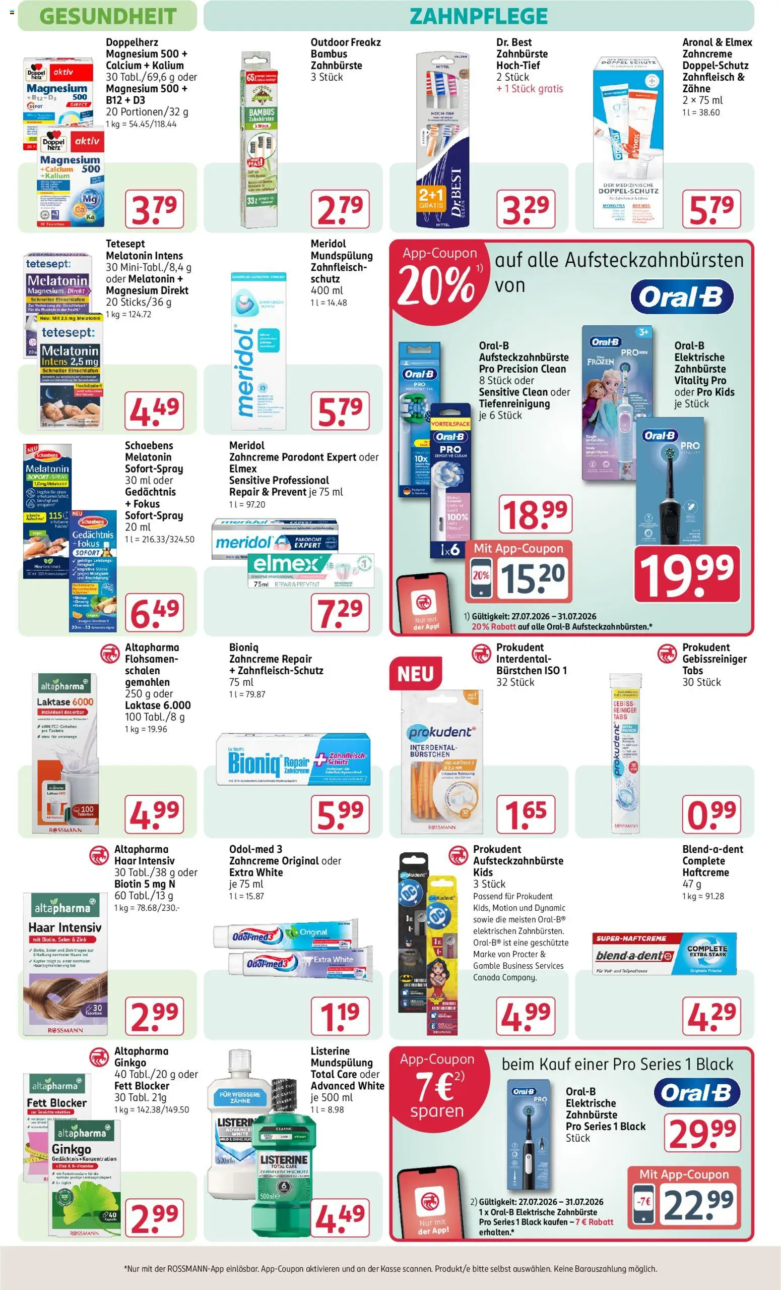 Rossmann Prospekt – gültig ab 27.07.2026 | Seite: 14 | Produkte: Elektrische zahnbürste, Zahnbürste, Listerine