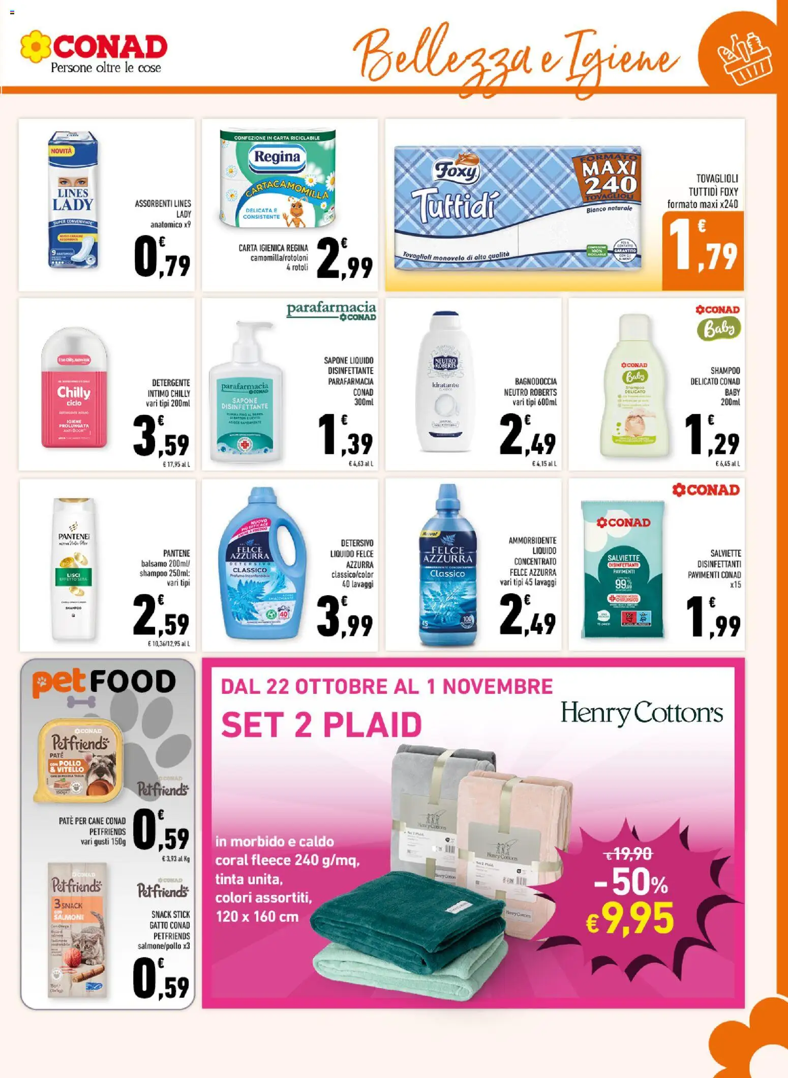 Volantino Conad del 21/10/2026 | Pagina: 13 | Prodotti: Balsamo, Plaid, Ammorbidente, Bagno