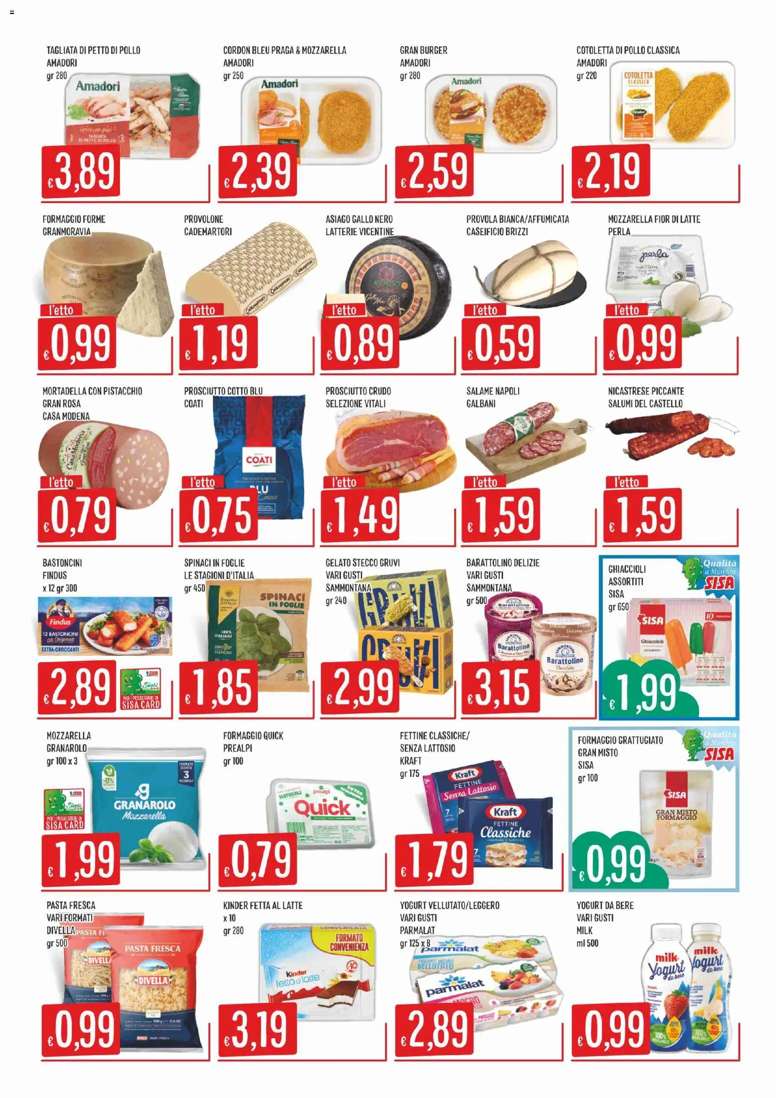 Volantino SISA del 25/06/2026 | Pagina: 2 | Prodotti: Prosciutto Cotto, Pollo, Gelato, Formaggio
