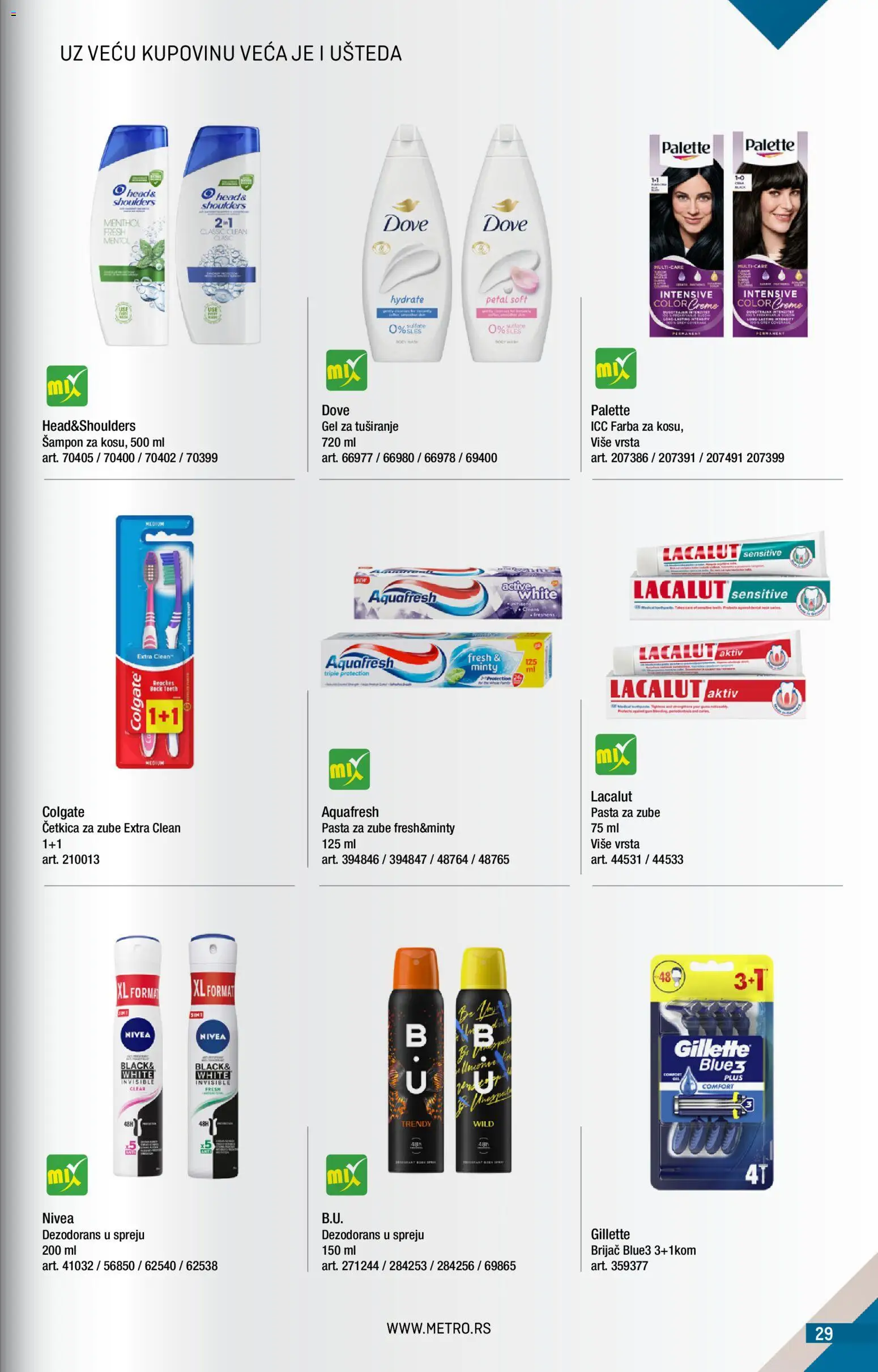 Metro katalog - važi od 01.09.2026 | Strana: 29 | Proizvode: Nivea, Šampon, Pasta za zube, Četkica za zube