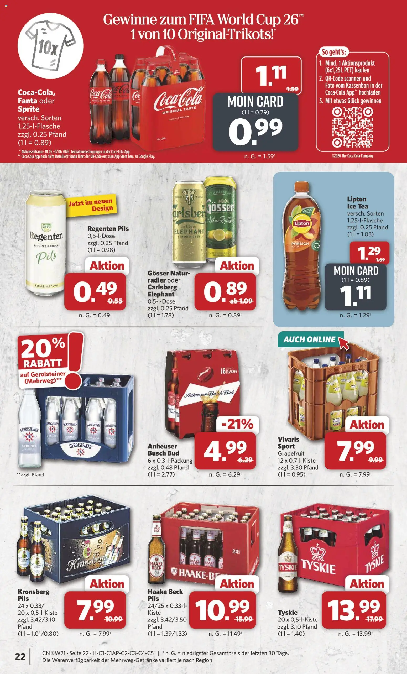 Combi Prospekt 	 – gültig ab 18.05.2026 | Seite: 22 | Produkte: Tyskie, Coca cola, Sprite, Bier