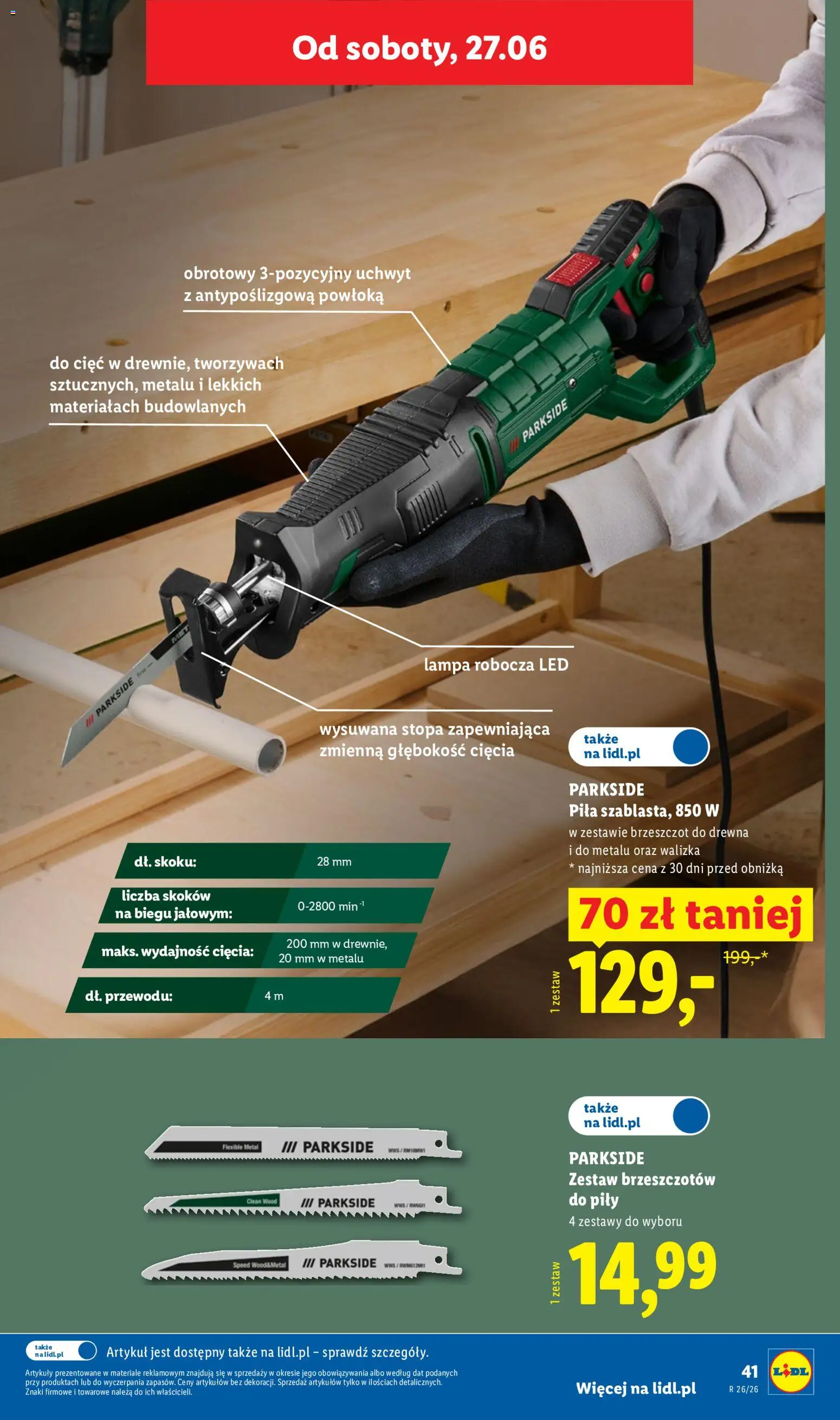 Lidl Polsko katalog od 22.06.2026 | Strana: 47 | Produkty: Parkside, Lampa, Pila, LED