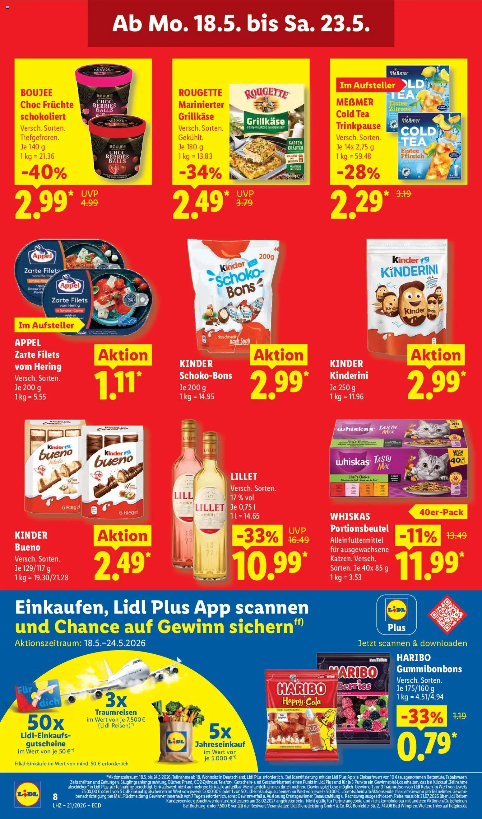 Lidl Německo leták od 18.05.2026 | Strana: 16 | Produkty: Whiskas, Haribo, Kinder, Cola