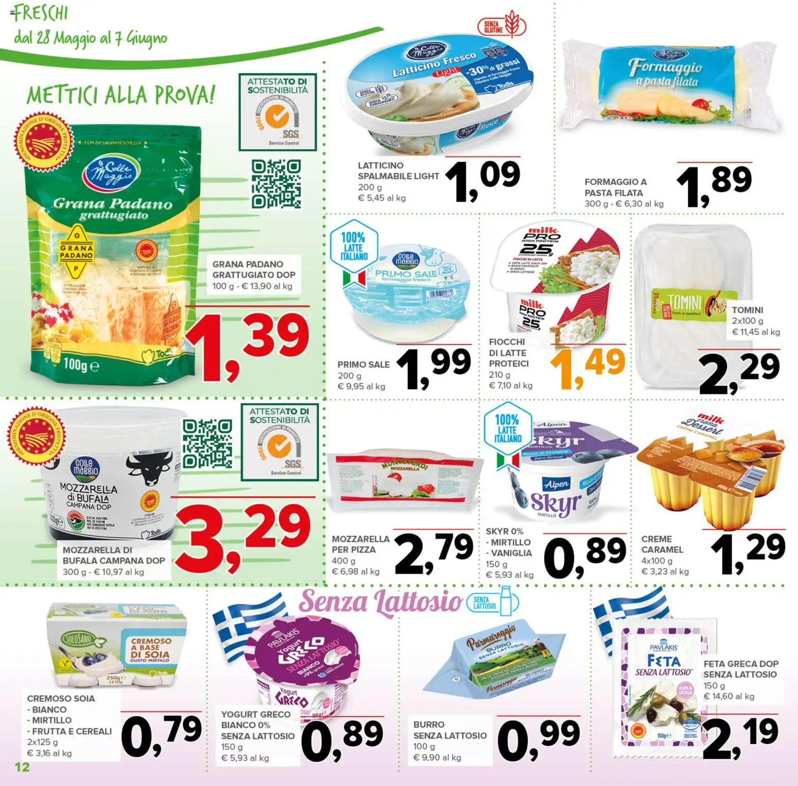 Volantino Todis del 28.05.2026 | Pagina: 12 | Prodotti: Cereali, Pasta, Grana Padano, Feta