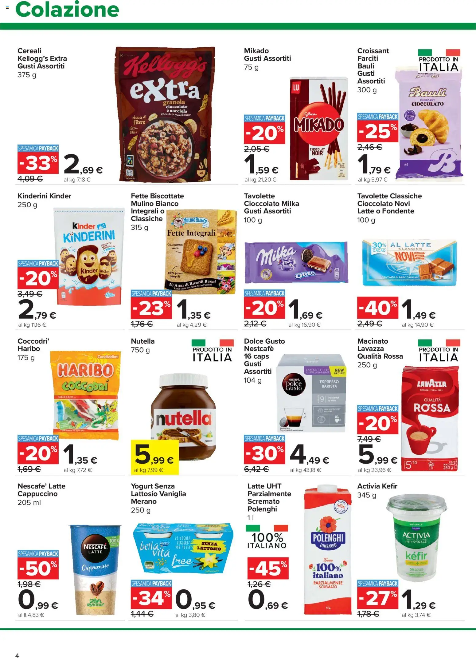Volantino Carrefour del 24/09/2026 | Pagina: 4 | Prodotti: Kefir, Cacao, Lavazza, Caffè macinato