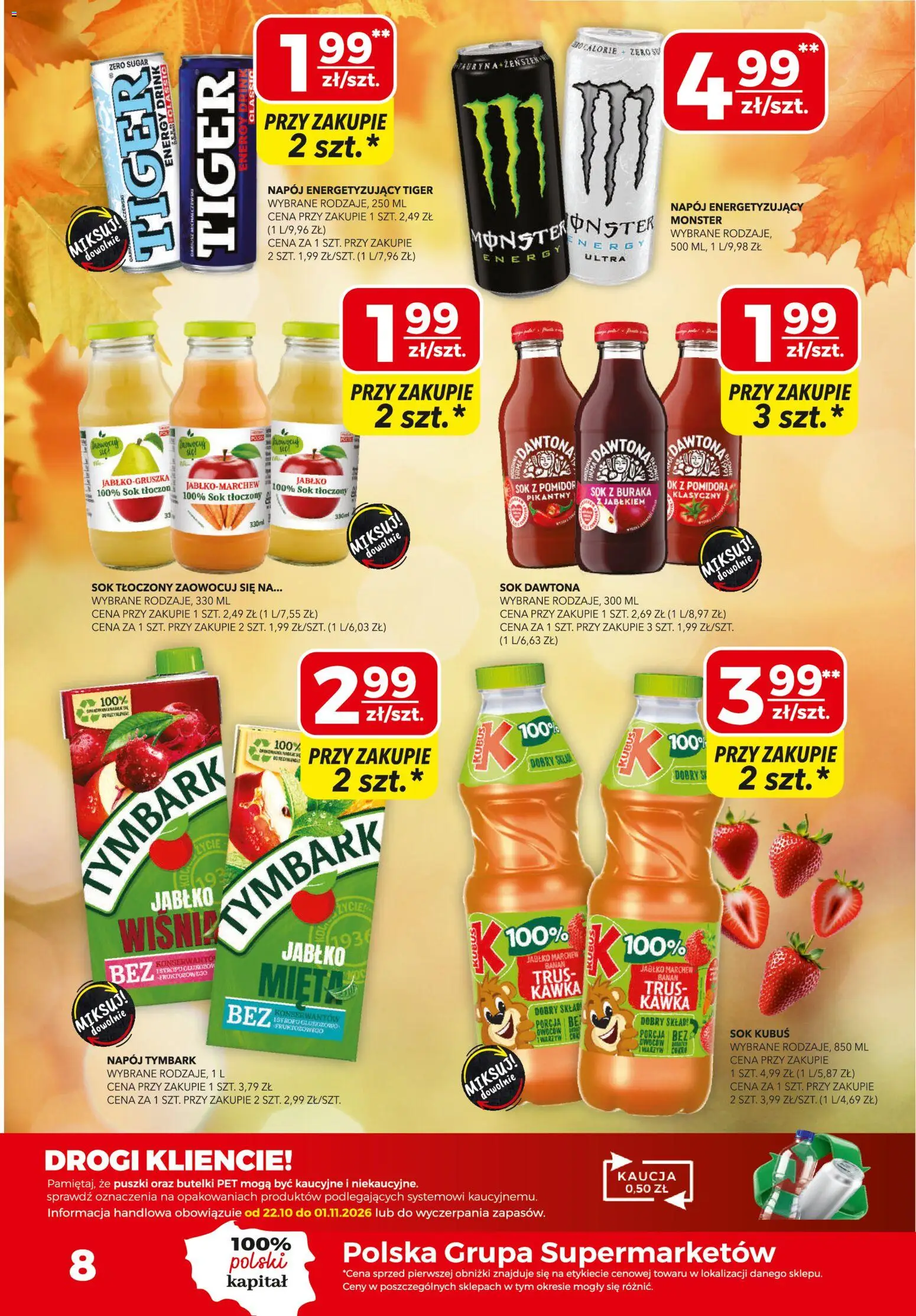Top Market gazetka od 22.10.2026 | Strona: 8 | Produkty: Kubuś, Pomidor, Sok, Banan