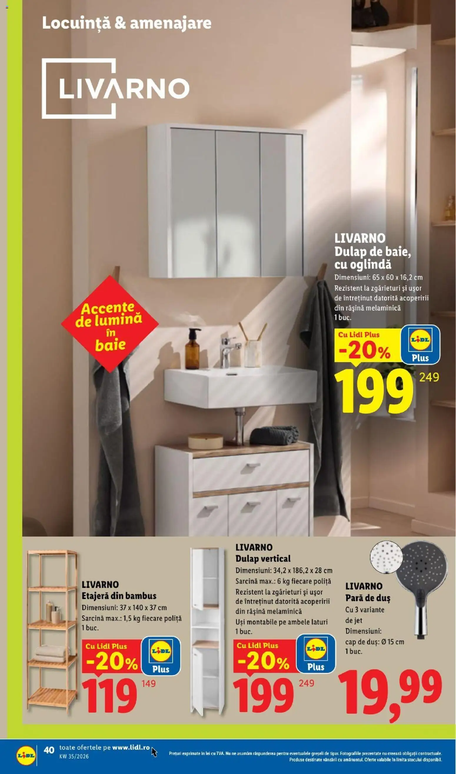 Noul catalog Lidl – valabil de la 24.08.2026 | Pagină: 40 | Produse: Lumină, Pară, Etajeră, Plus