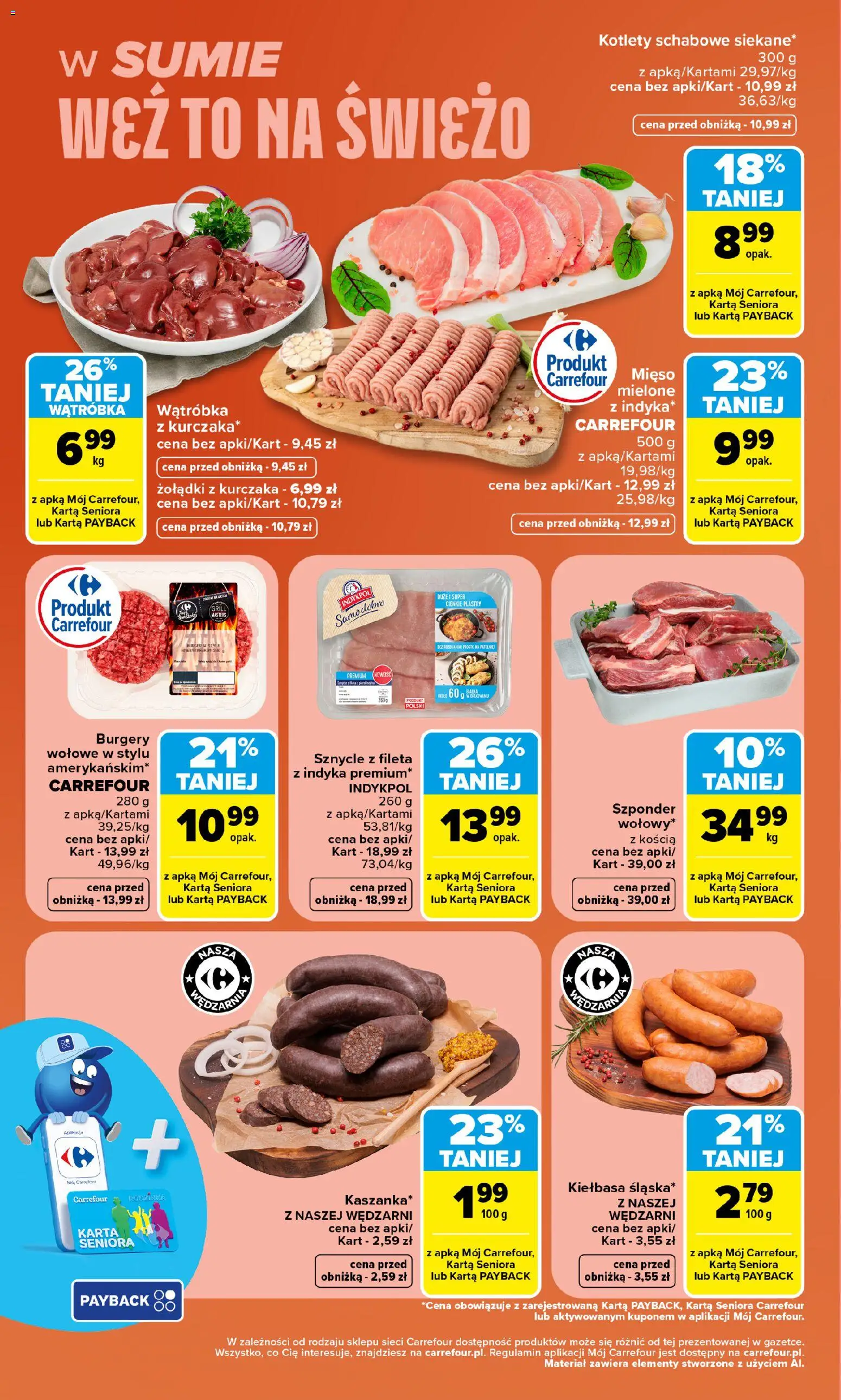 Carrefour gazetka - Weź to na świeżo od 20.07.2026 | Strona: 2 | Produkty: Karta, Mięso, Burgery wolowe, Kotlety