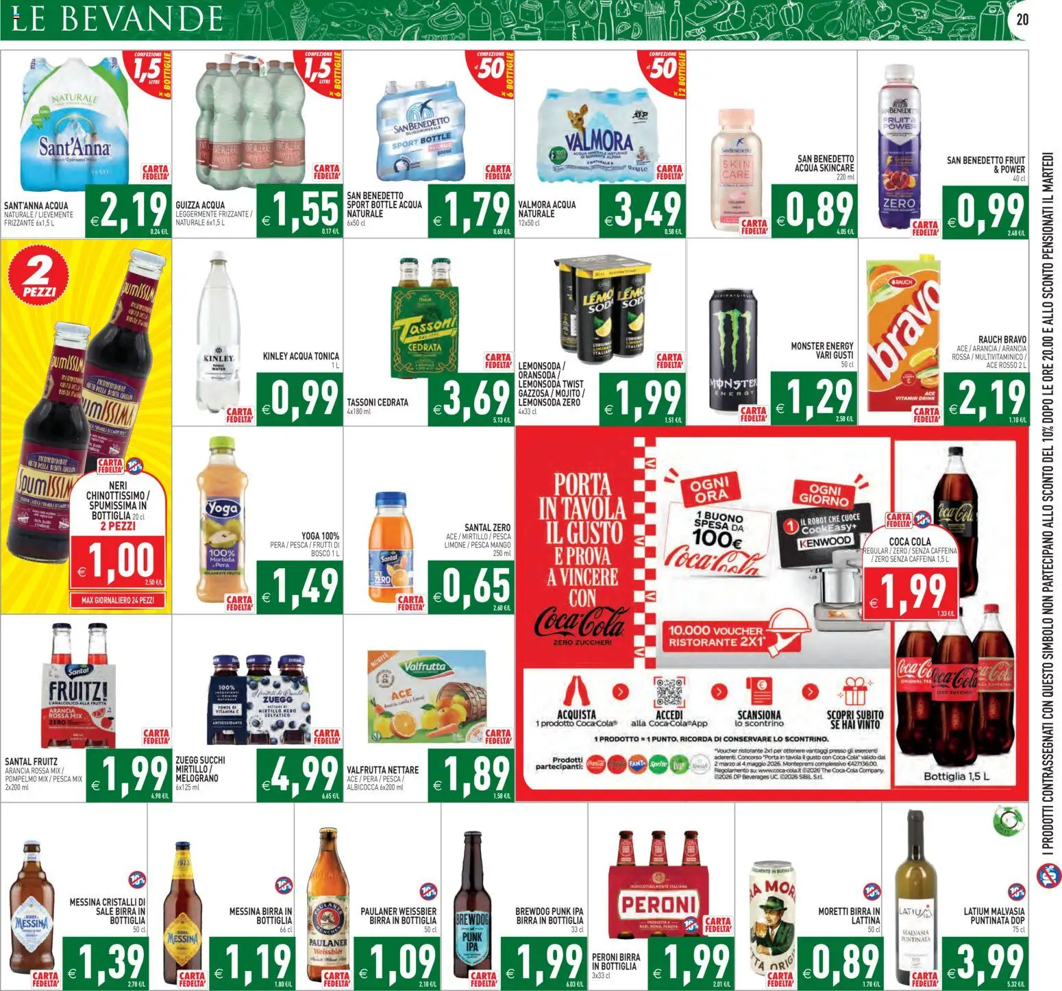 Volantino PIM Supermercati del 29.04.2026 | Pagina: 20 | Prodotti: Acqua, Sale, Pesca, Coca Cola