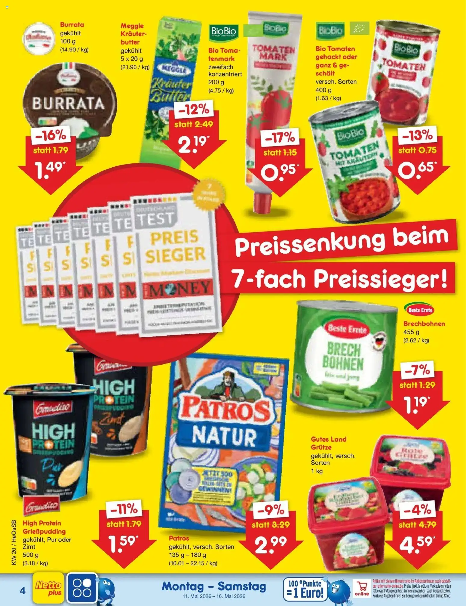 Netto Marken-Discount Prospekt Kröpelin	 – gültig ab 10.05.2026 | Seite: 4 | Produkte: Butter, Tomaten, Patros, Burrata