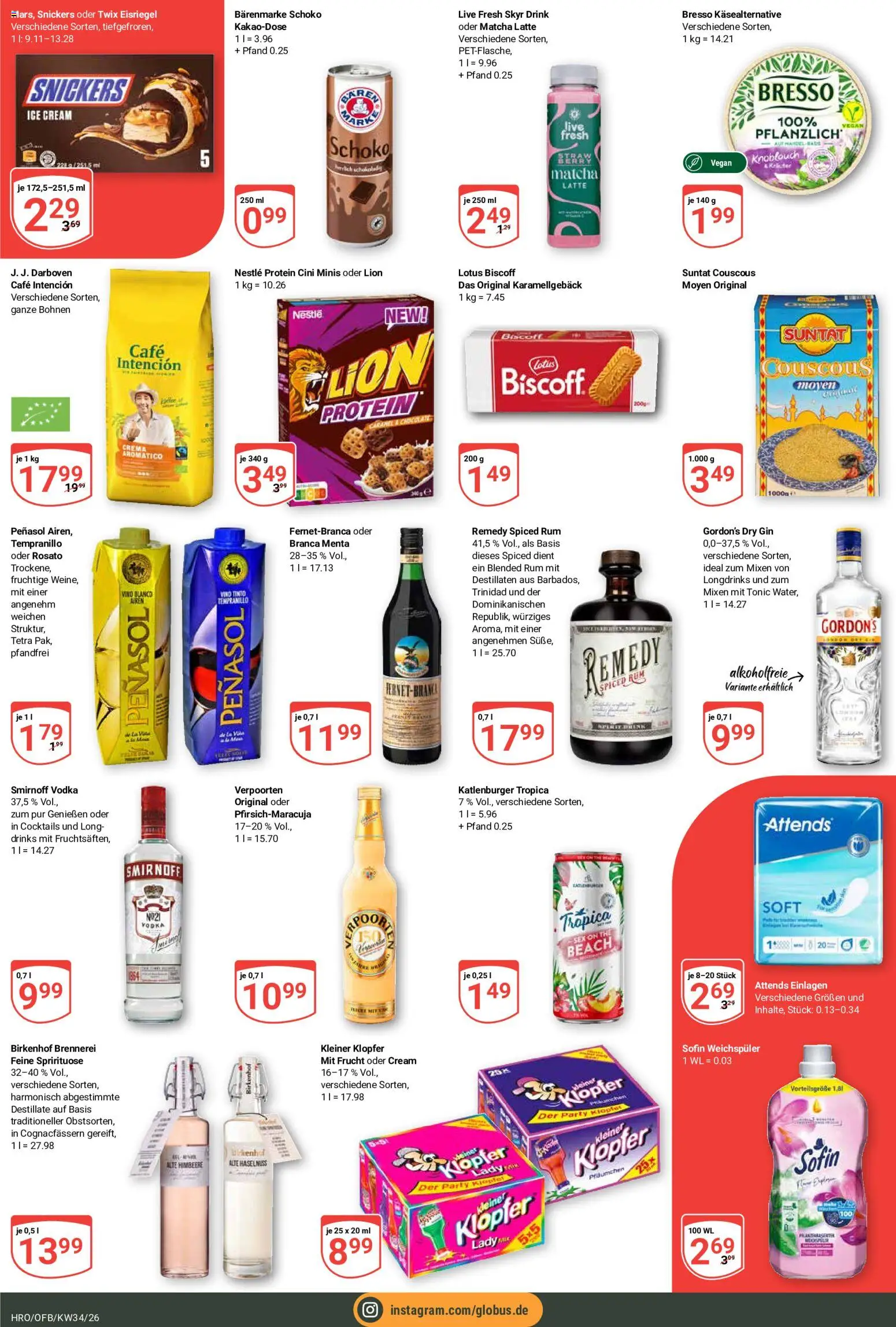 Globus Prospekt Roggentin/Rostock – gültig ab 17.08.2026 | Seite: 7 | Produkte: Snickers, Knoblauch, Gin, Cini Minis