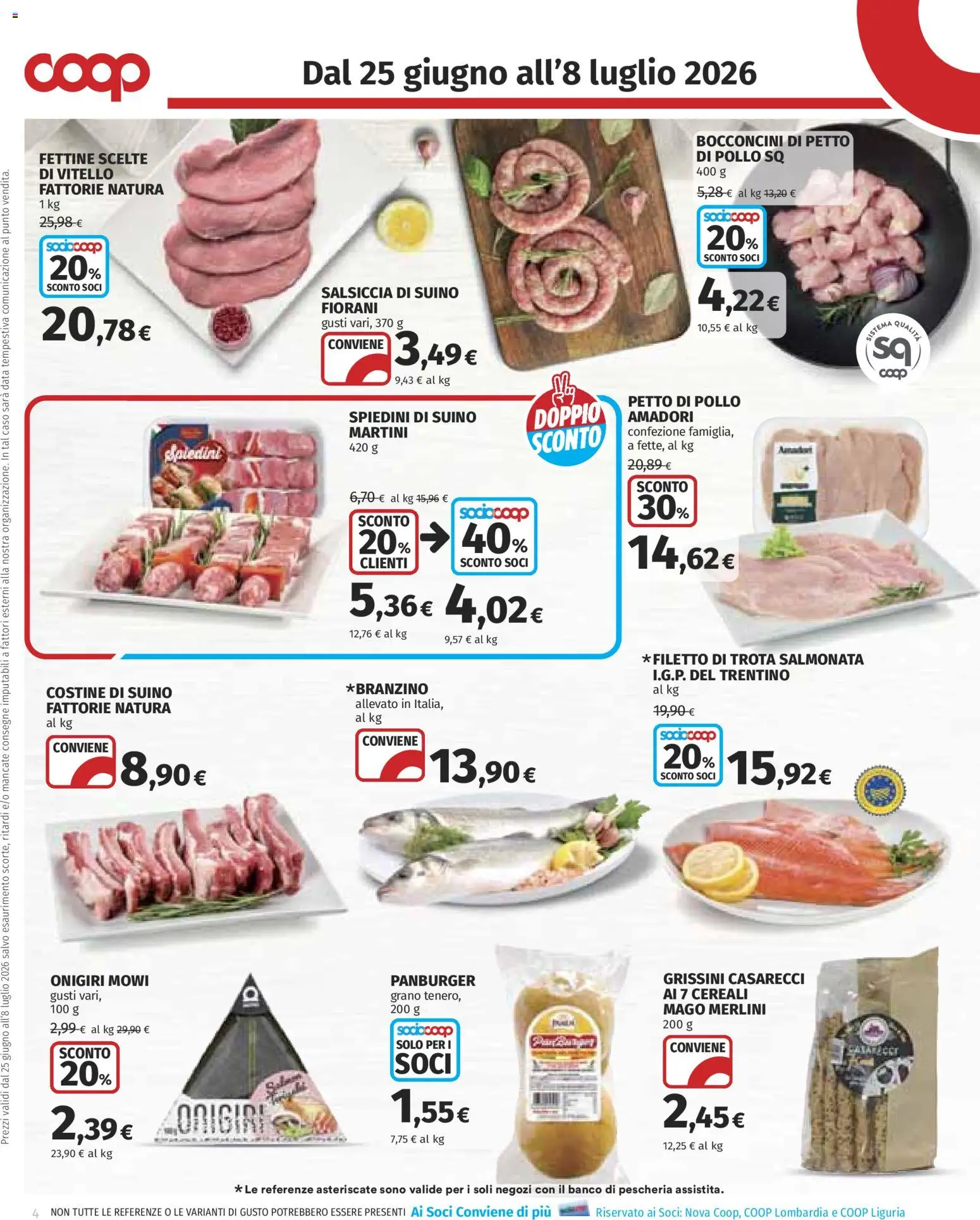 Volantino COOP del 25/06/2026 | Pagina: 4 | Prodotti: Petto di Pollo, Suino, Vitello, Spiedini