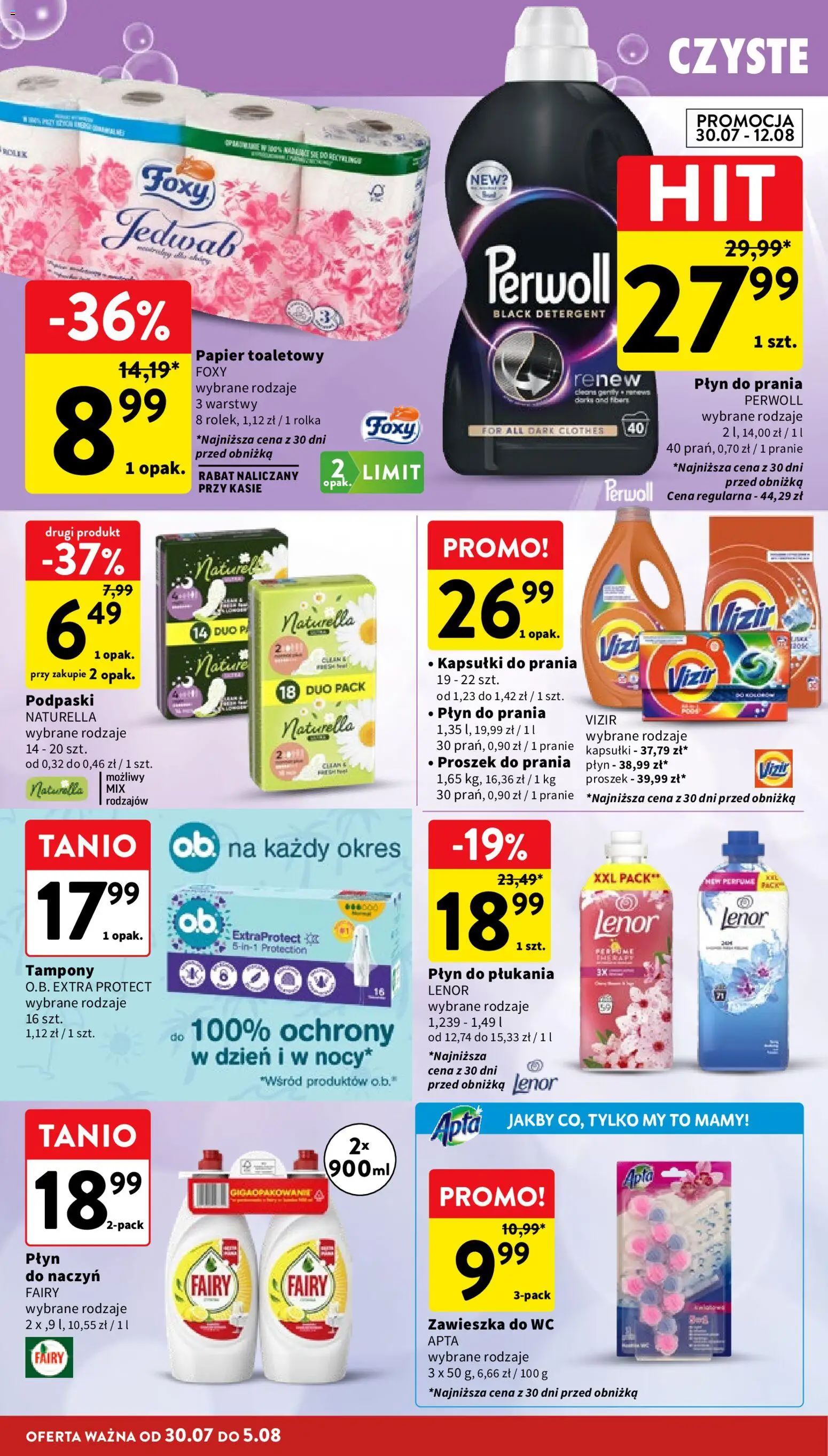 Intermarche gazetka od 30.07.2026 | Strona: 38 | Produkty: Płyn do płukania, Podpaski, Płyn do płukania Lenor, Proszek do prania