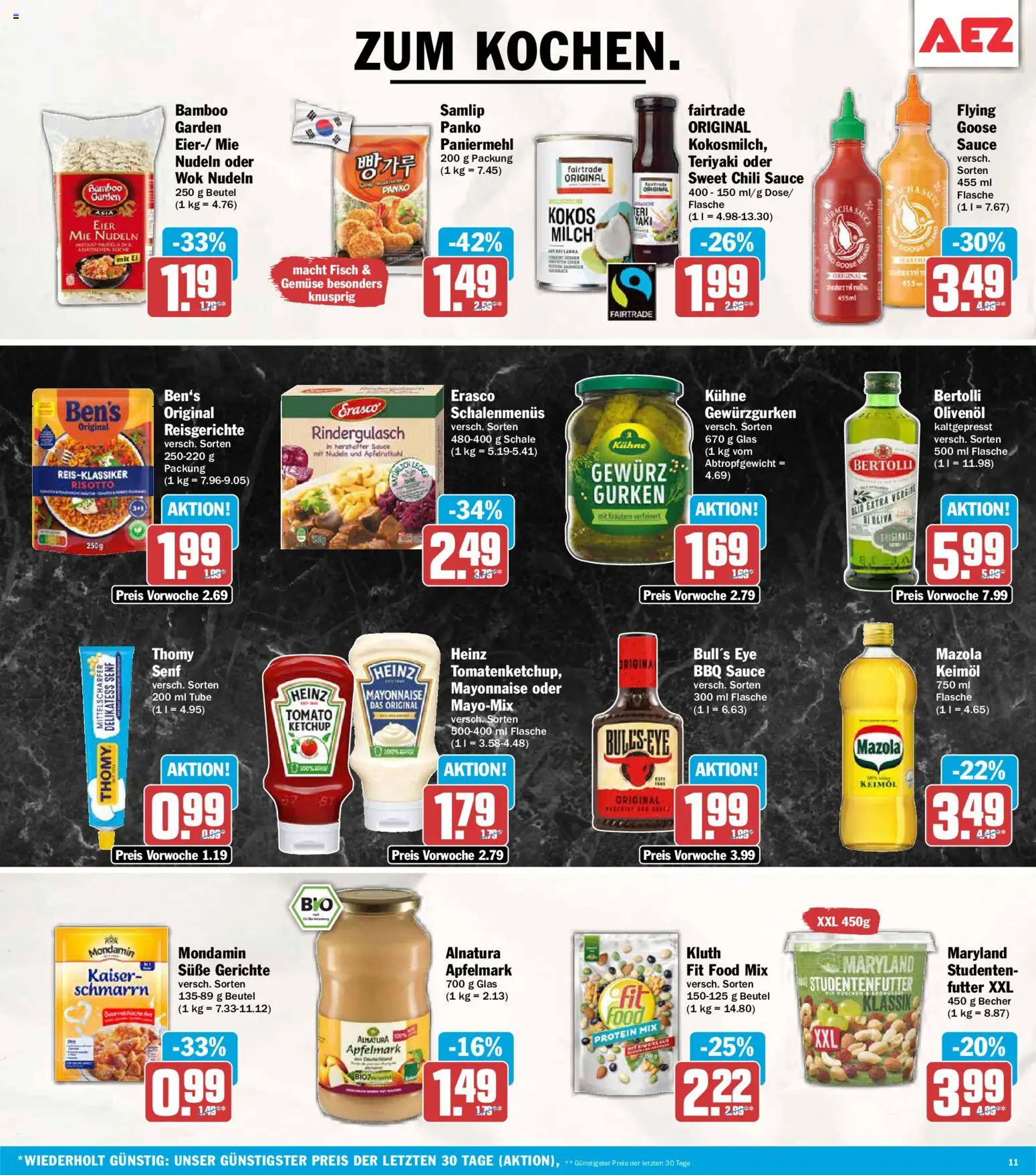 AEZ Prospekt – gültig ab 15.06.2026 | Seite: 11 | Produkte: Rindergulasch, Eier, Fisch, Ketchup