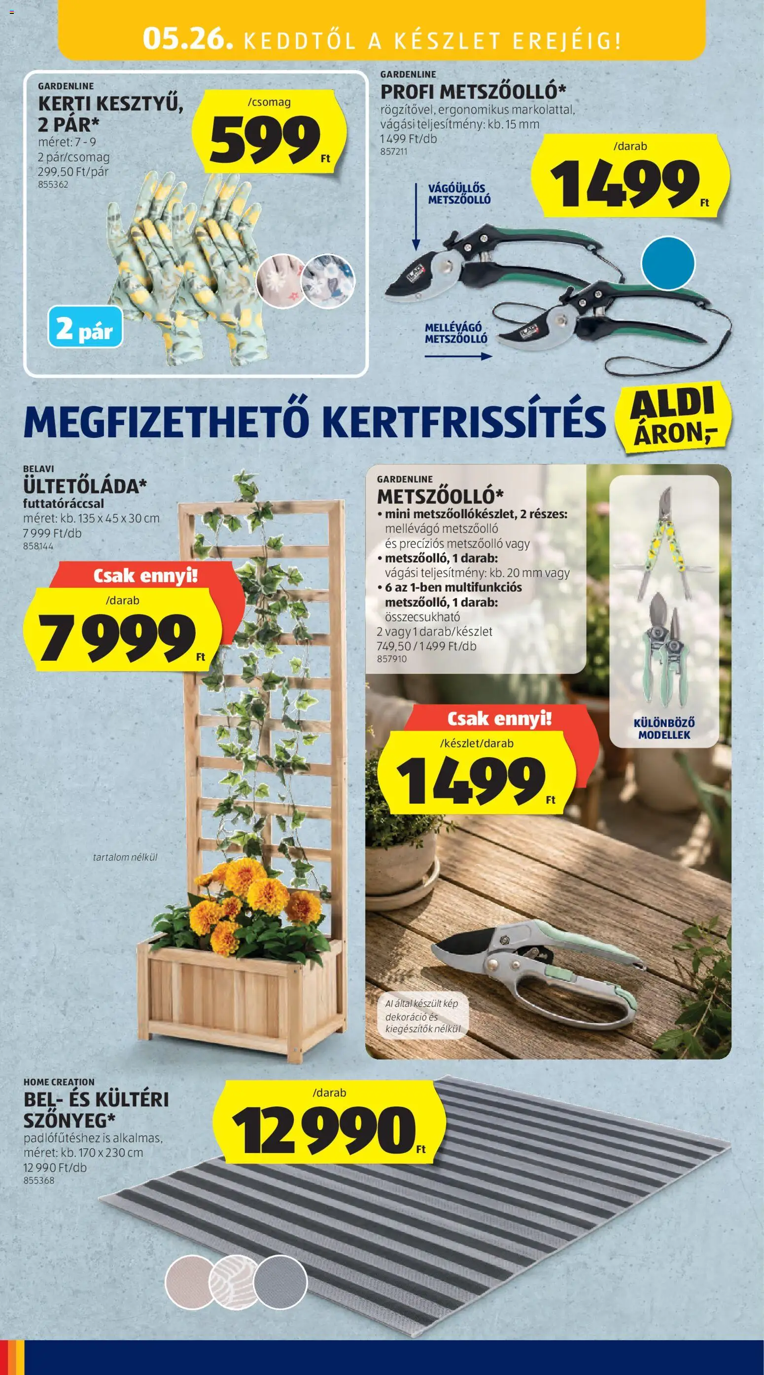 Aldi akciós ujság - amely érvényes a következő dátumtól: 21.05.2026 | Oldal: 16 | Termékek: Metszőolló, Dekoráció