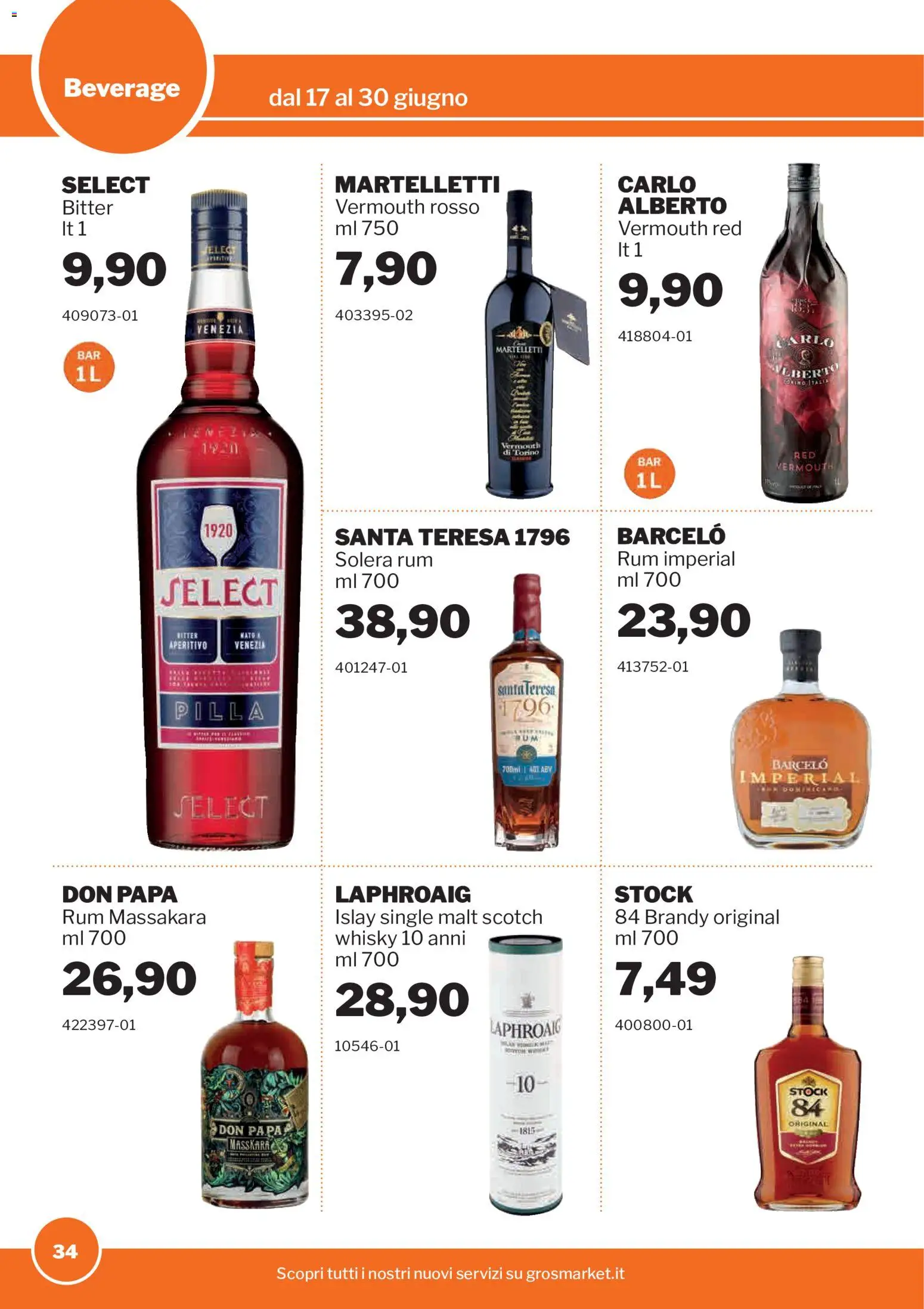 Volantino Sogegross del 17.06.2026 | Pagina: 34 | Prodotti: Whisky, Rum, Brandy, Aperitivo