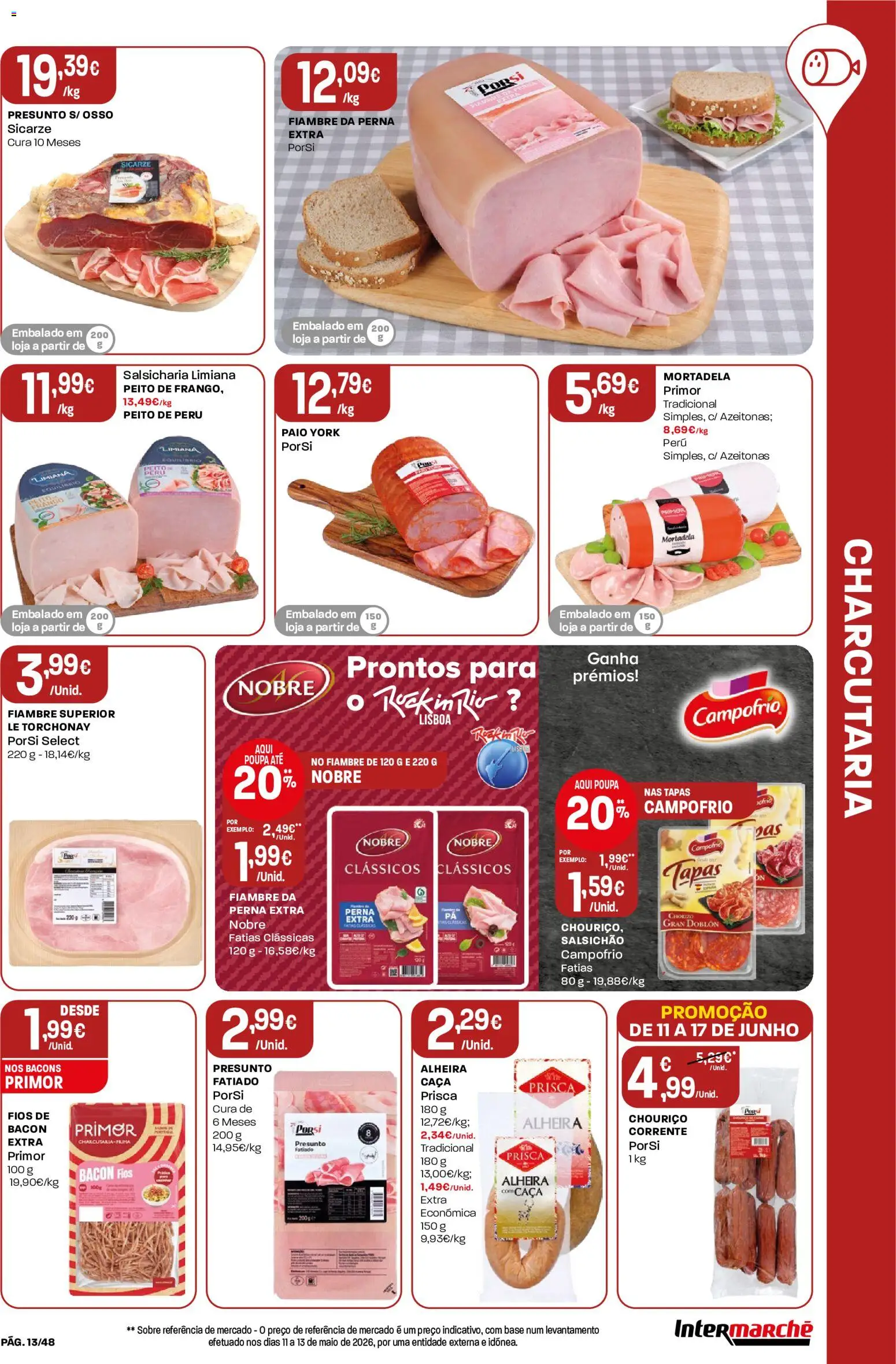 Intermarché folheto │ válido de 11.06.2026 | Página: 13 | Produtos: Mortadela, Peito de peru, Peru, Alheira