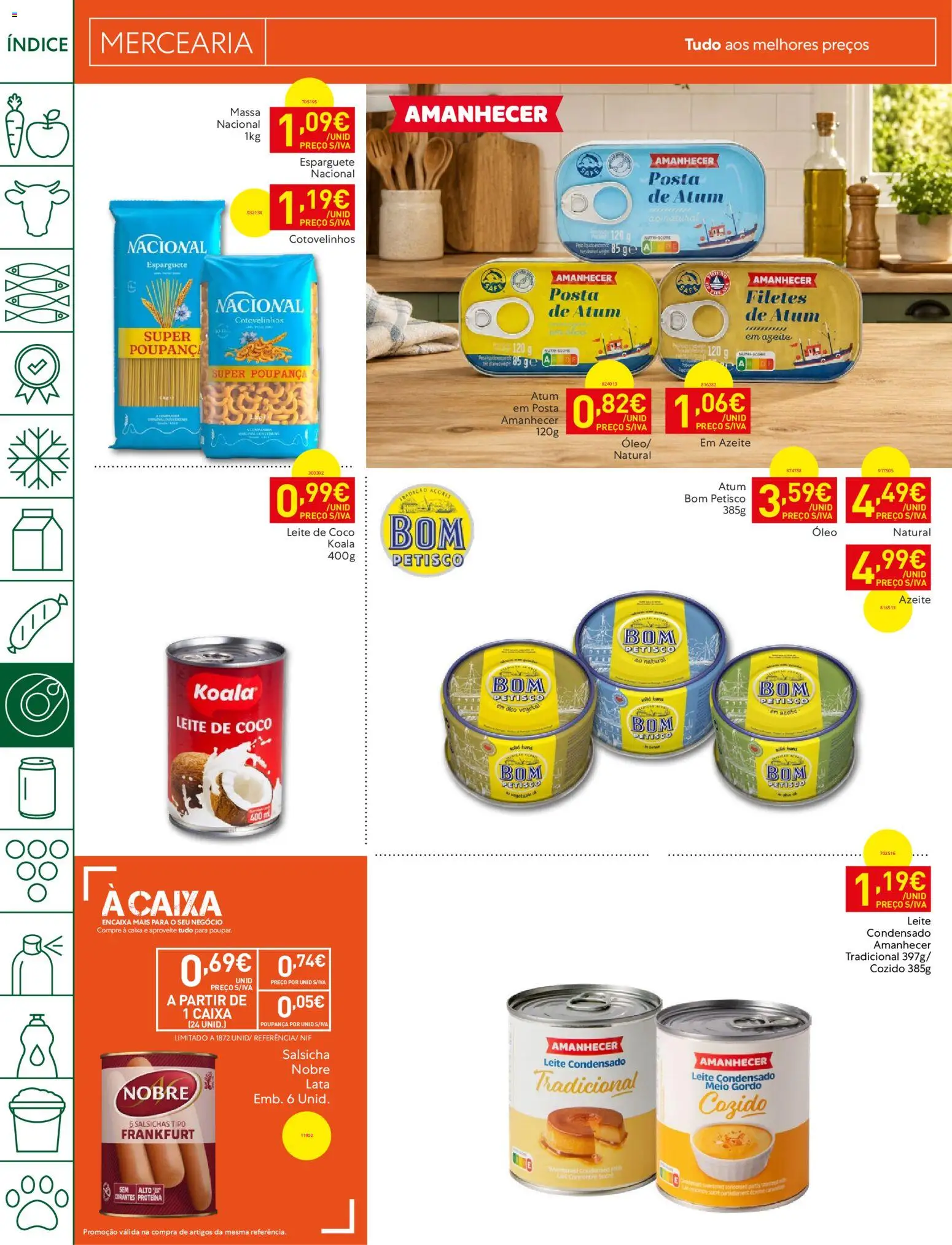 Recheio folheto │ válido de 11/08/2026 | Página: 16 | Produtos: Esparguete, Azeite, Salsichas, Leite de coco