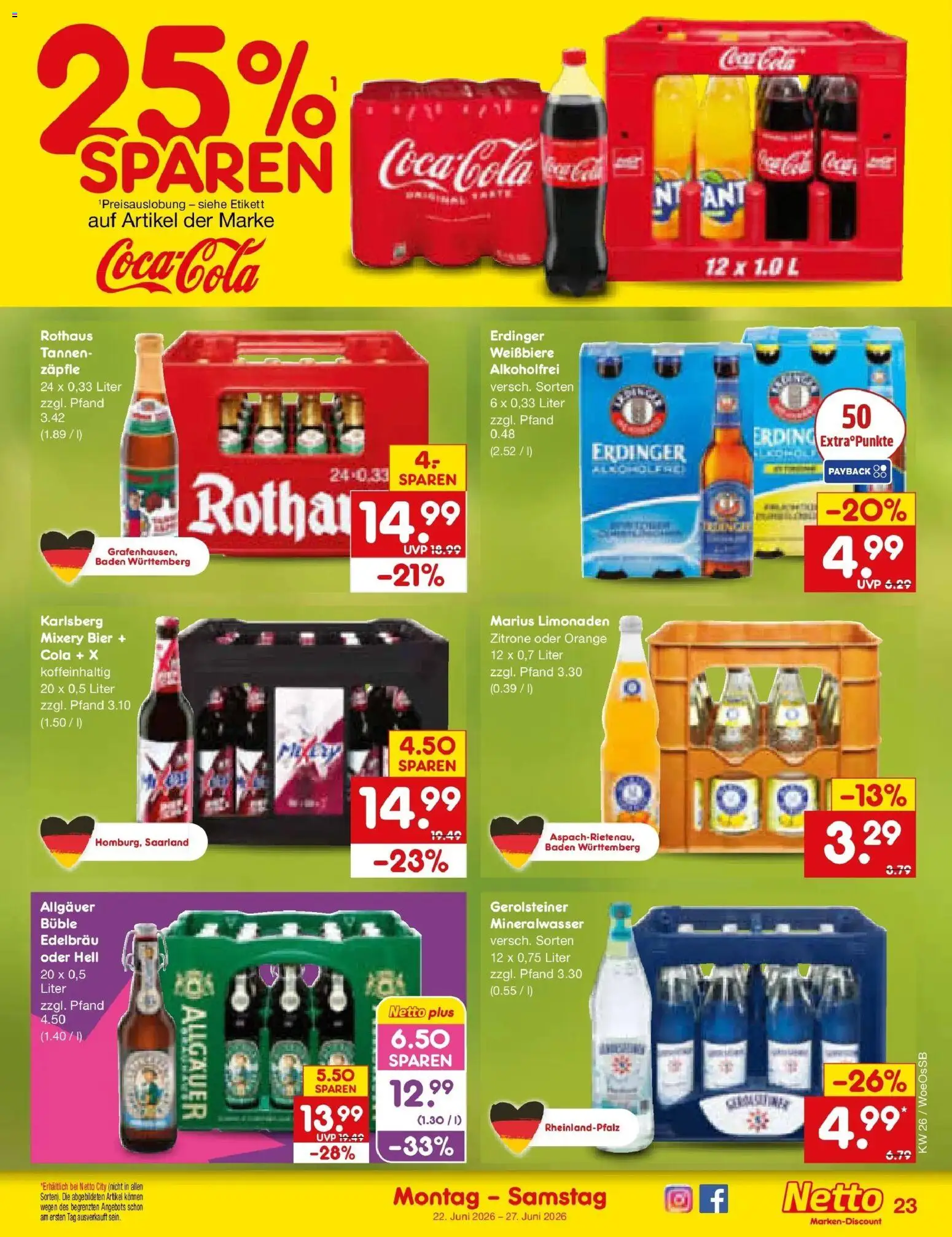 Netto Marken-Discount Prospekt Gemmingen – gültig ab 21.06.2026 | Seite: 31 | Produkte: Erdinger, Cola, Bier, Mineralwasser