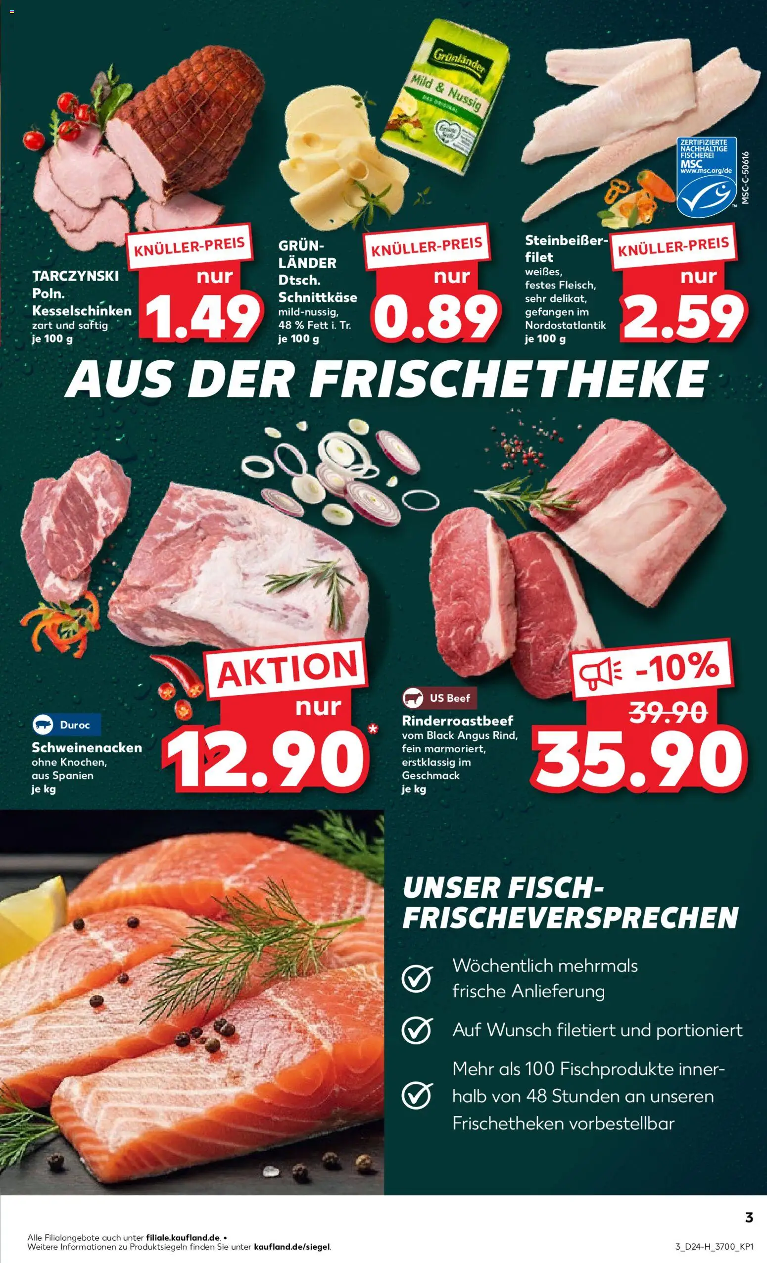 Kaufland Prospekt Rostock – gültig ab 11.06.2026 | Seite: 3 | Produkte: Schweinenacken, Fisch, Grunlander