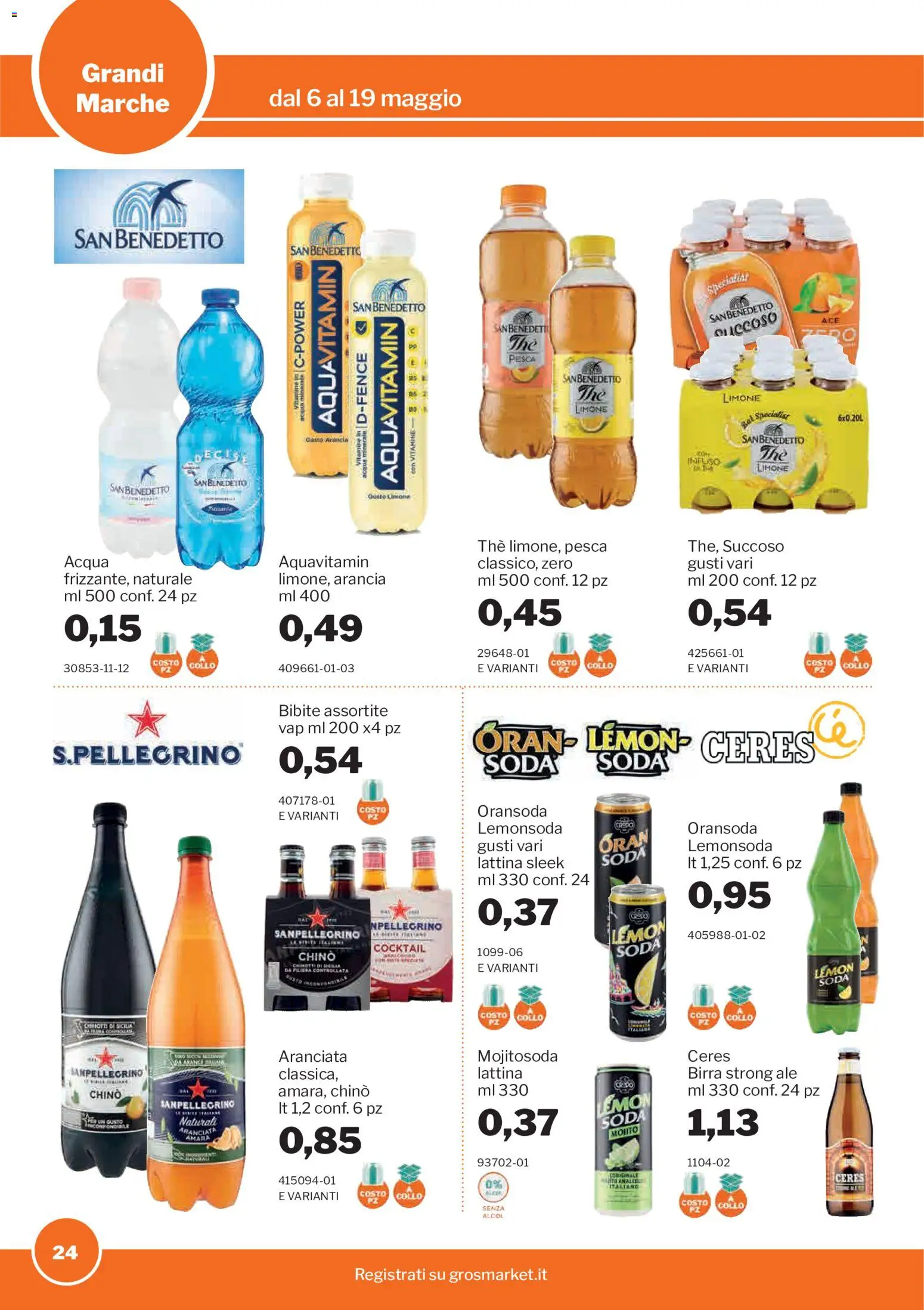 Volantino Sogegross del 06.05.2026 | Pagina: 24 | Prodotti: Birra, Acqua, Pesca, The