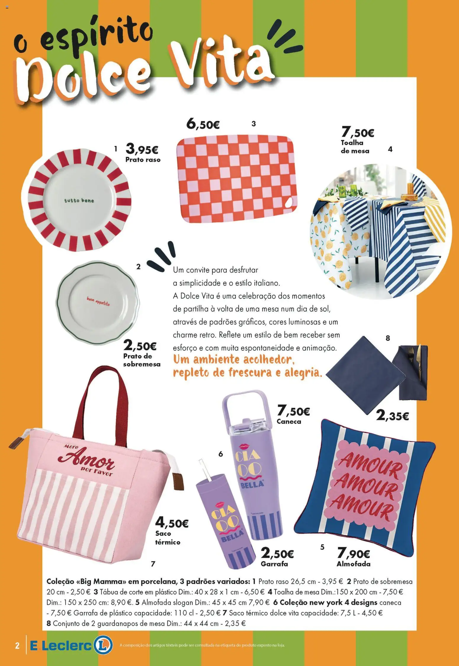 E.Leclerc Folheto Especial Casa & Decoração │ válido de 26.05.2026 | Página: 2 | Produtos: Tábua, Caneca, Almofada, Toalha de mesa