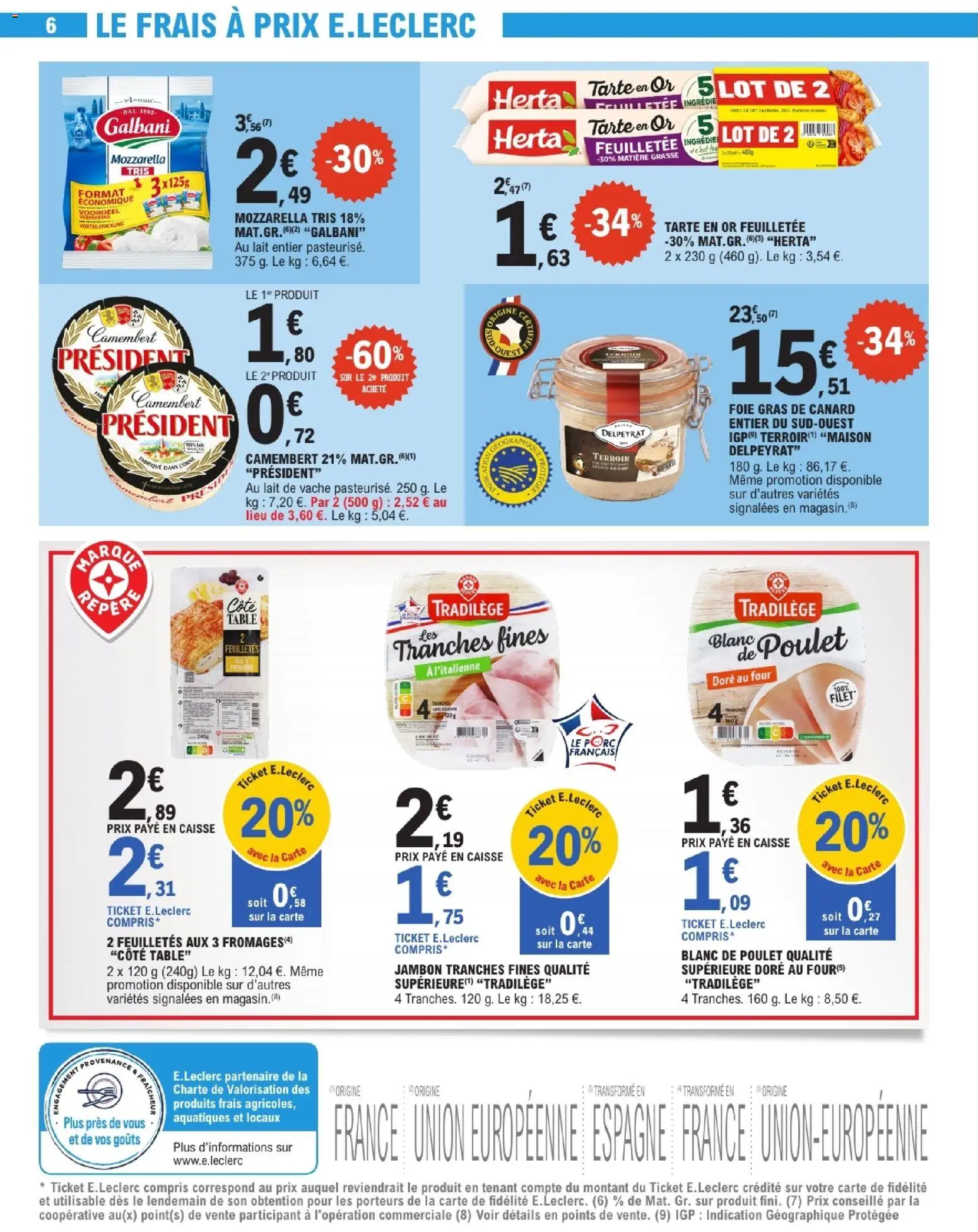 {H1} | Page: 6 | Produits: Lait entier, Foie gras de canard entier, Jambon, Camembert