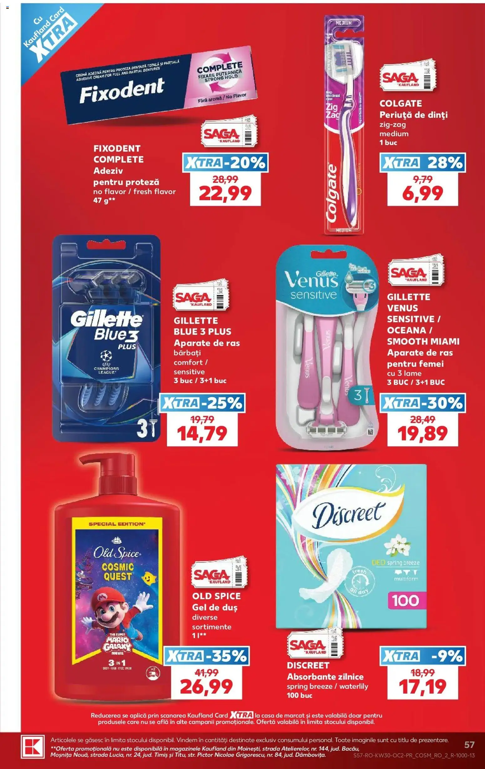 Noul catalog Kaufland – valabil de la 22.07.2026 | Pagină: 57 | Produse: Old Spice, Duș, Periuță de dinți, Absorbante