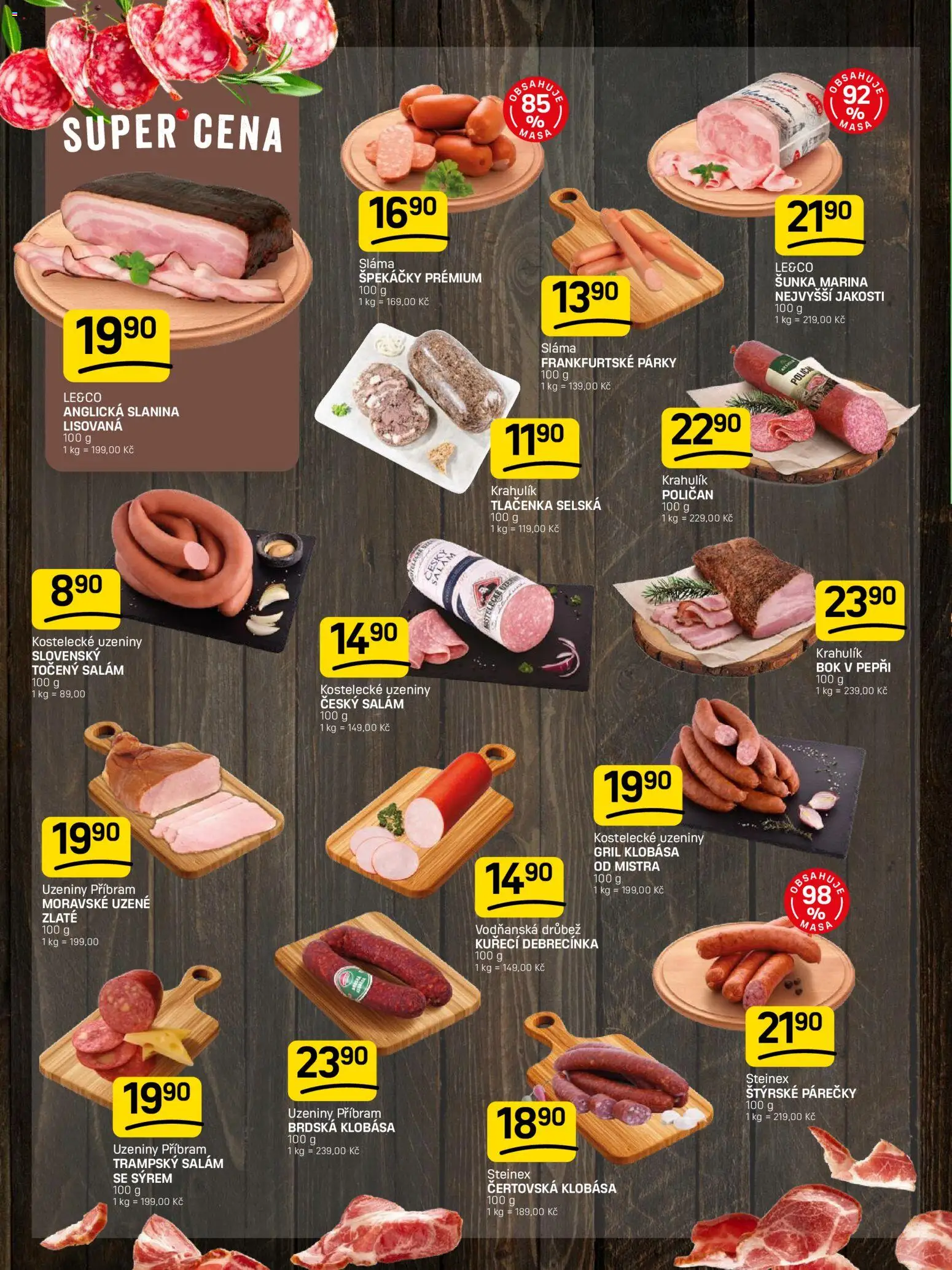 Flop leták od 05.08.2026 | Strana: 2 | Produkty: Párky, Točený salám, Tlačenka, Slanina