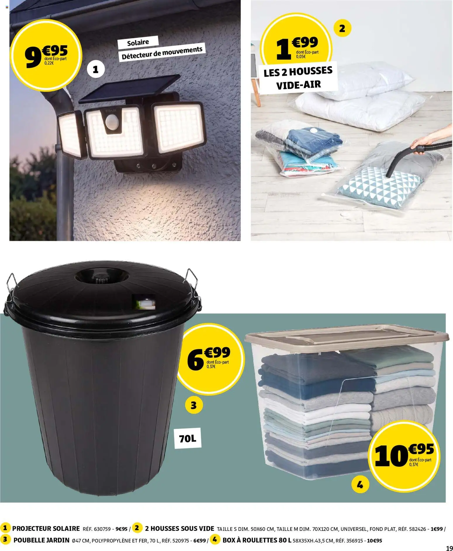 {H1} | Page: 19 | Produits: Poubelle, Projecteur solaire, Projecteur