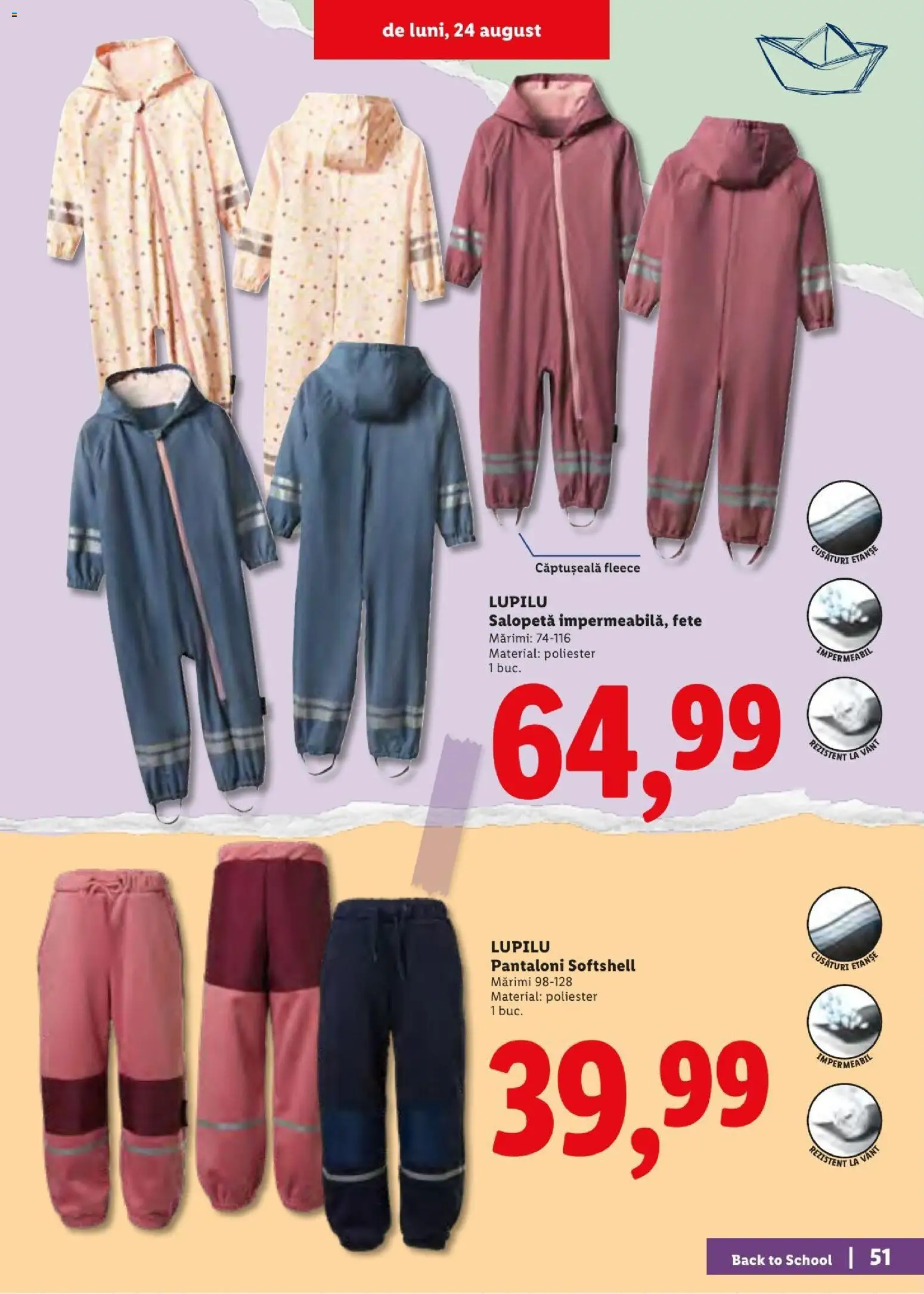 Noul catalog Lidl – valabil de la 10.08.2026 | Pagină: 51 | Produse: Pantaloni, Salopetă