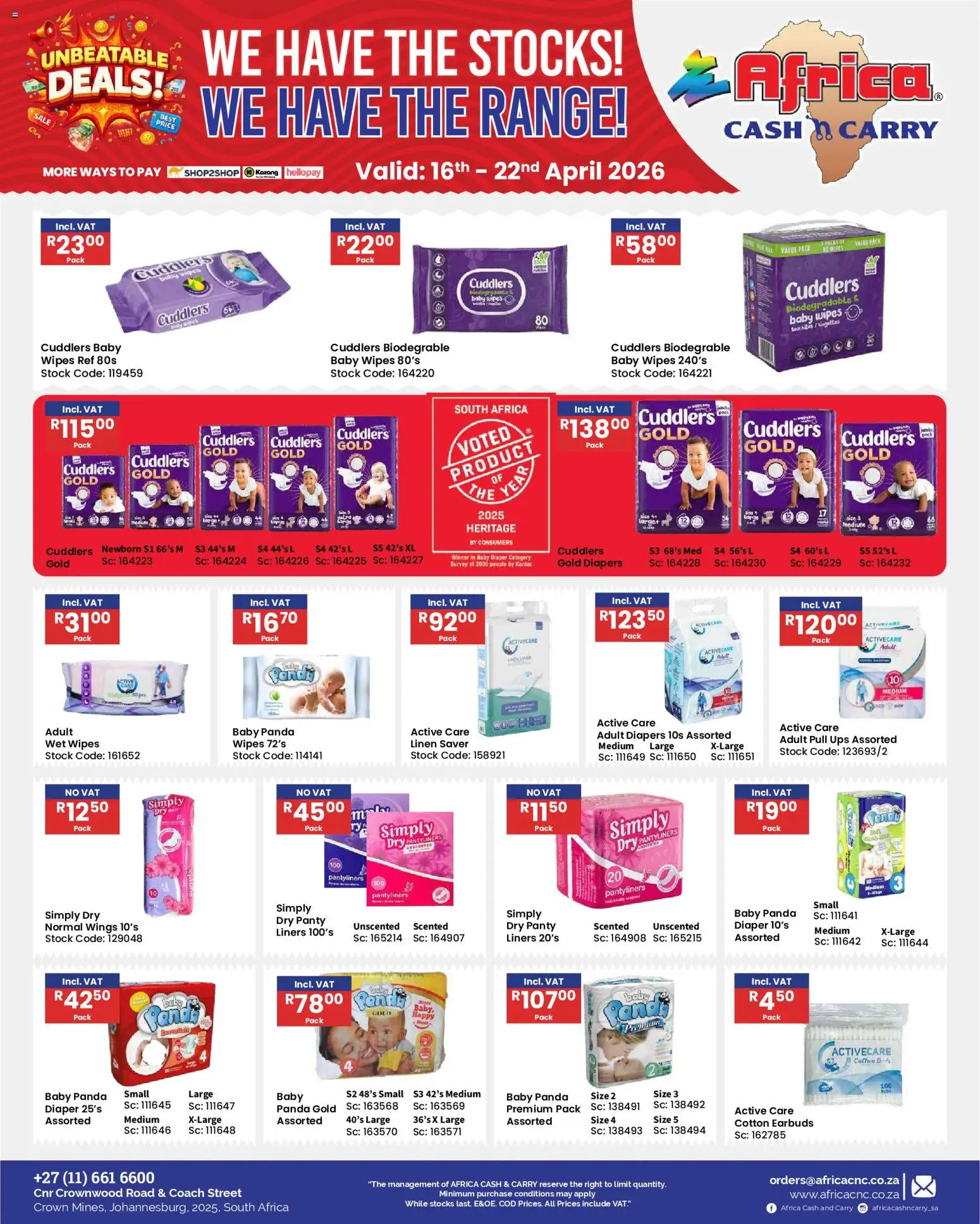New Africa Cash & Carry catalogue – valid from 16.04.2026 | Page: 38 | Products: Earbuds, Stock