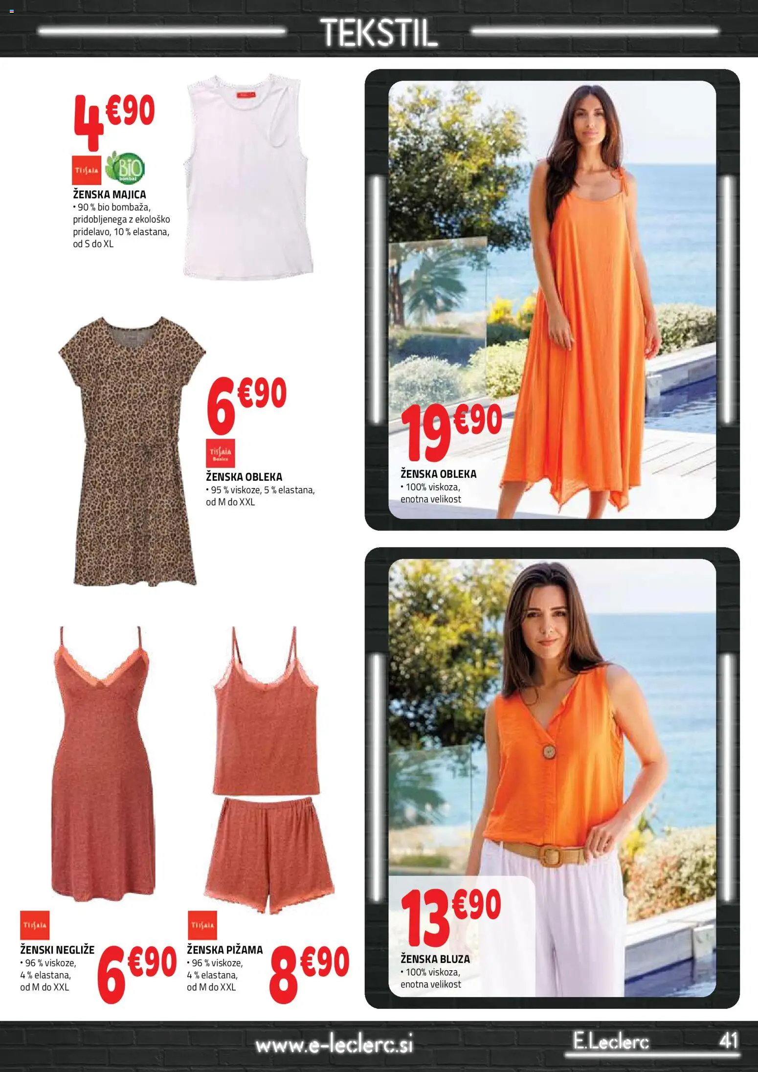 Novi E.leclerc katalog ponudbe – veljaven od 05.08.2026 | Stran: 41 | Izdelki: Pižama, Majica, Bluza, Obleka