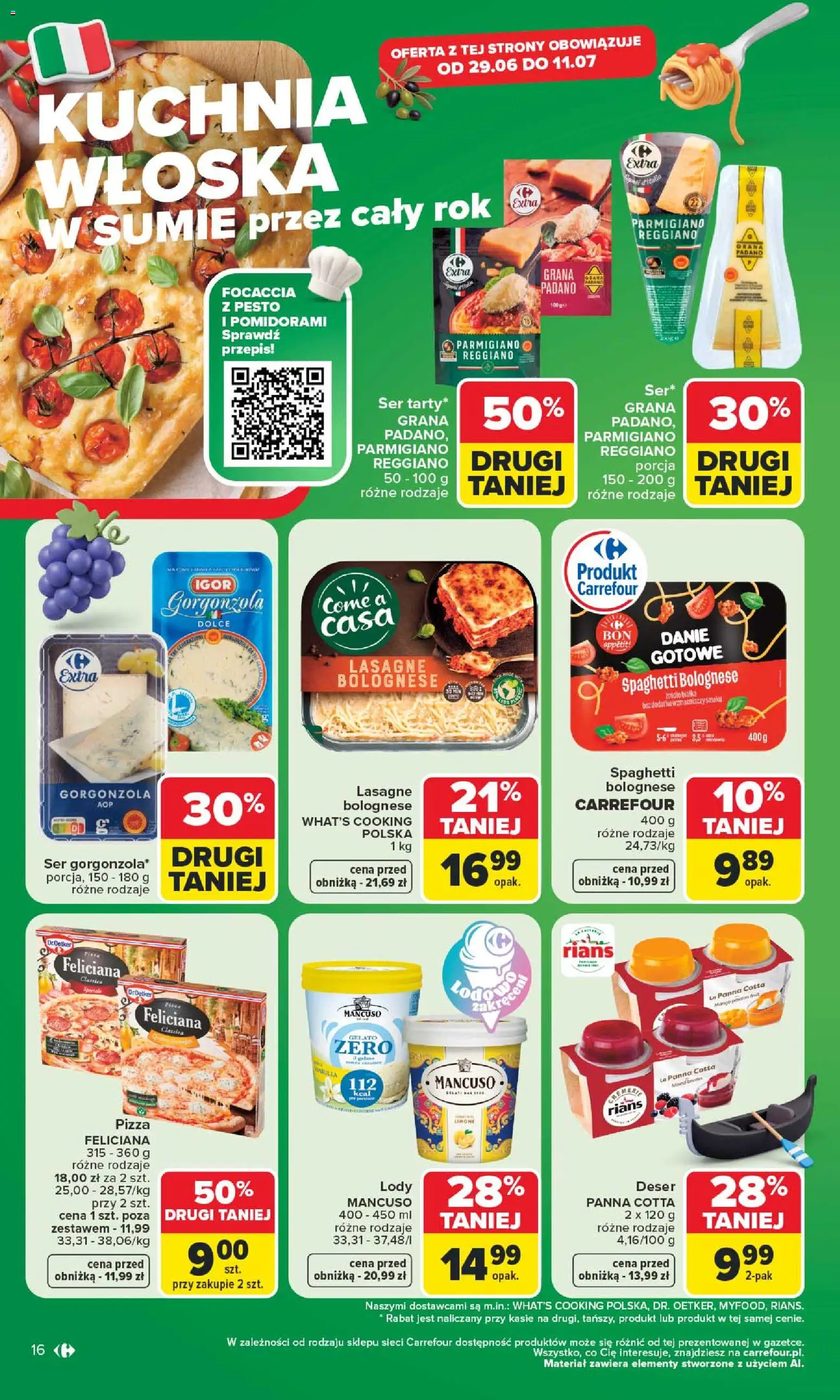 Carrefour gazetka od 29.06.2026 | Strona: 18 | Produkty: Lasagne, Pesto, Ser, Gorgonzola