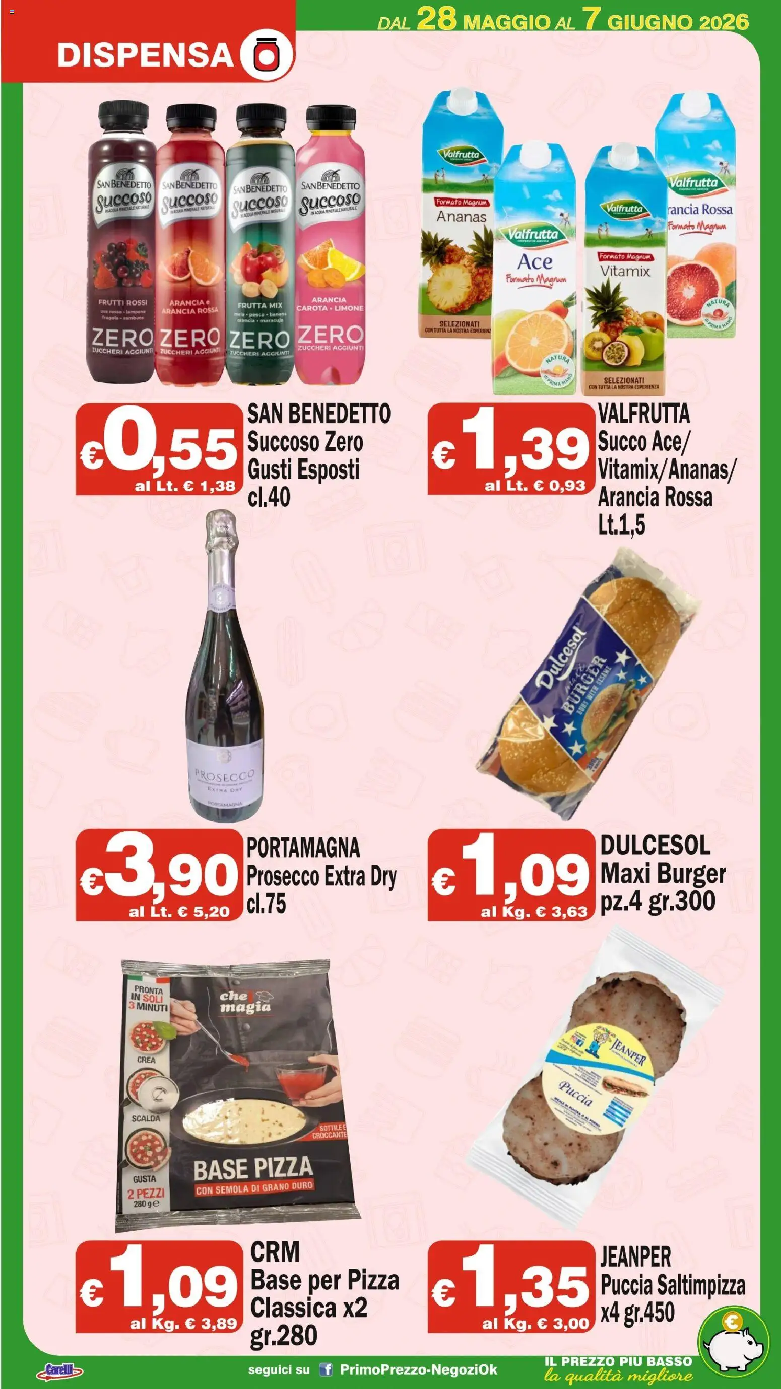 Volantino Primo Prezzo del 28.05.2026 | Pagina: 12 | Prodotti: Pizza, Frutta, Pesca, Acqua minerale