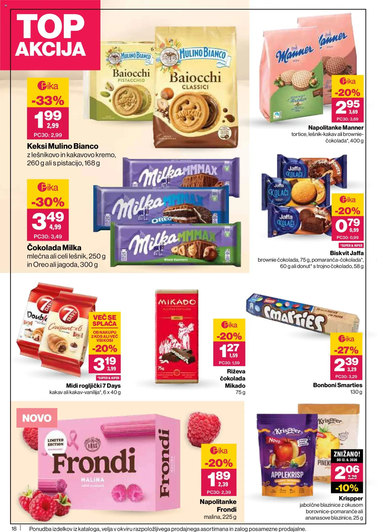 Novi Mercator katalog ponudbe – veljaven od 18.06.2026 | Stran: 18 | Izdelki: Keksi, Bonboni, Rogljički, Kos