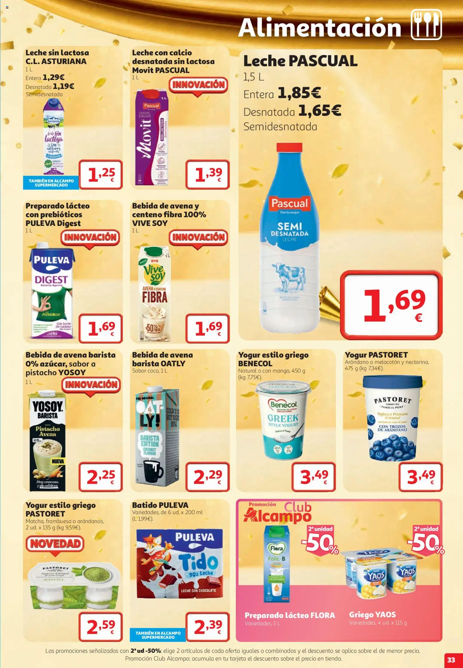 Alcampo folleto Fuenlabrada │ válido desde el 22/10/2026 | Página: 33 | Productos: Leche sin lactosa, Leche, Chocolate, Bebida de avena
