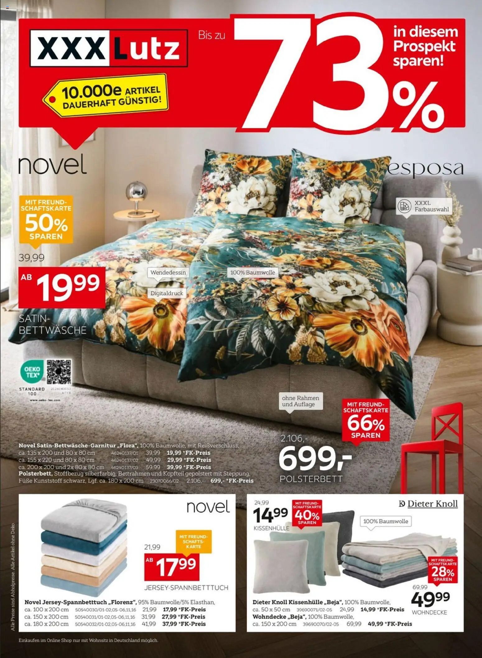 XXXLutz Bis zu 73% auf Wohnaccessoires – gültig ab 05.09.2026 | Seite: 1 | Produkte: Polsterbett, Bettwäsche