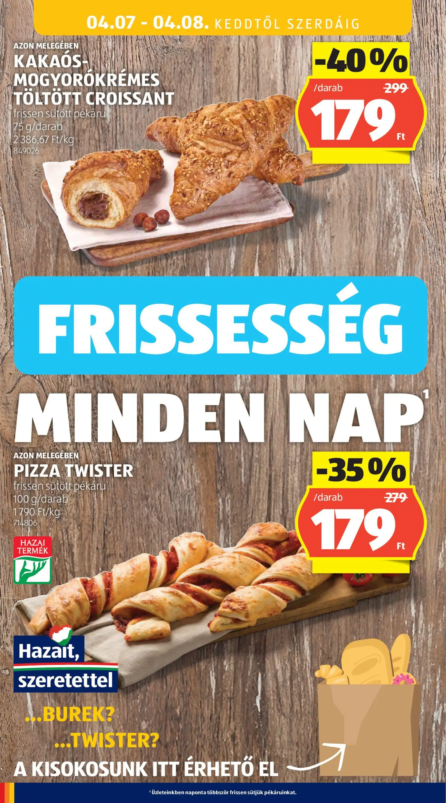 Aldi akciós ujság - amely érvényes a következő dátumtól: 2026.04.02. | Oldal: 36 | Termékek: Burek, Croissant, Pizza