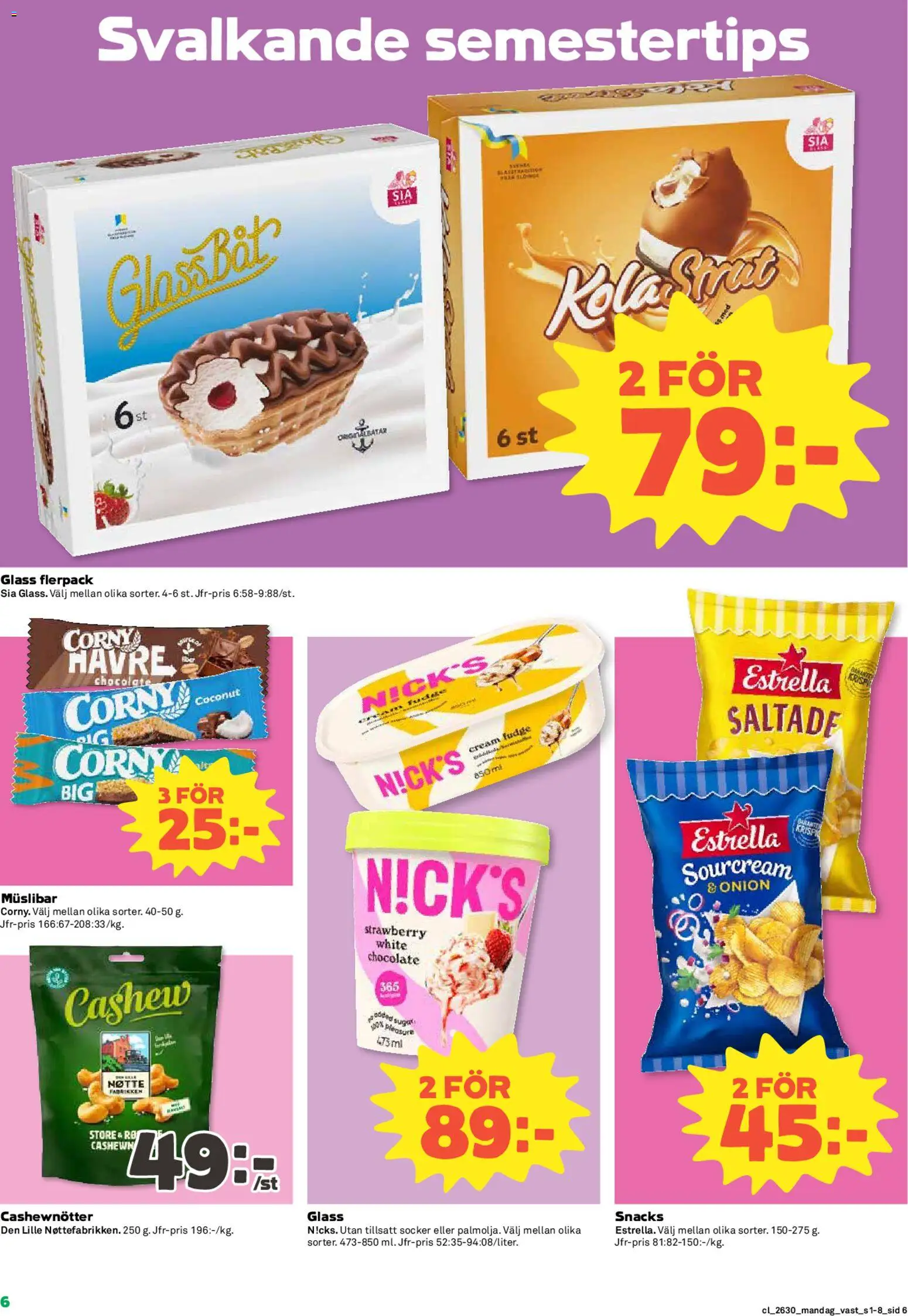 Coop reklamblad aktuell från 20/07/2026 | Sida: 6 | Produkter: Cashewnötter, Glass