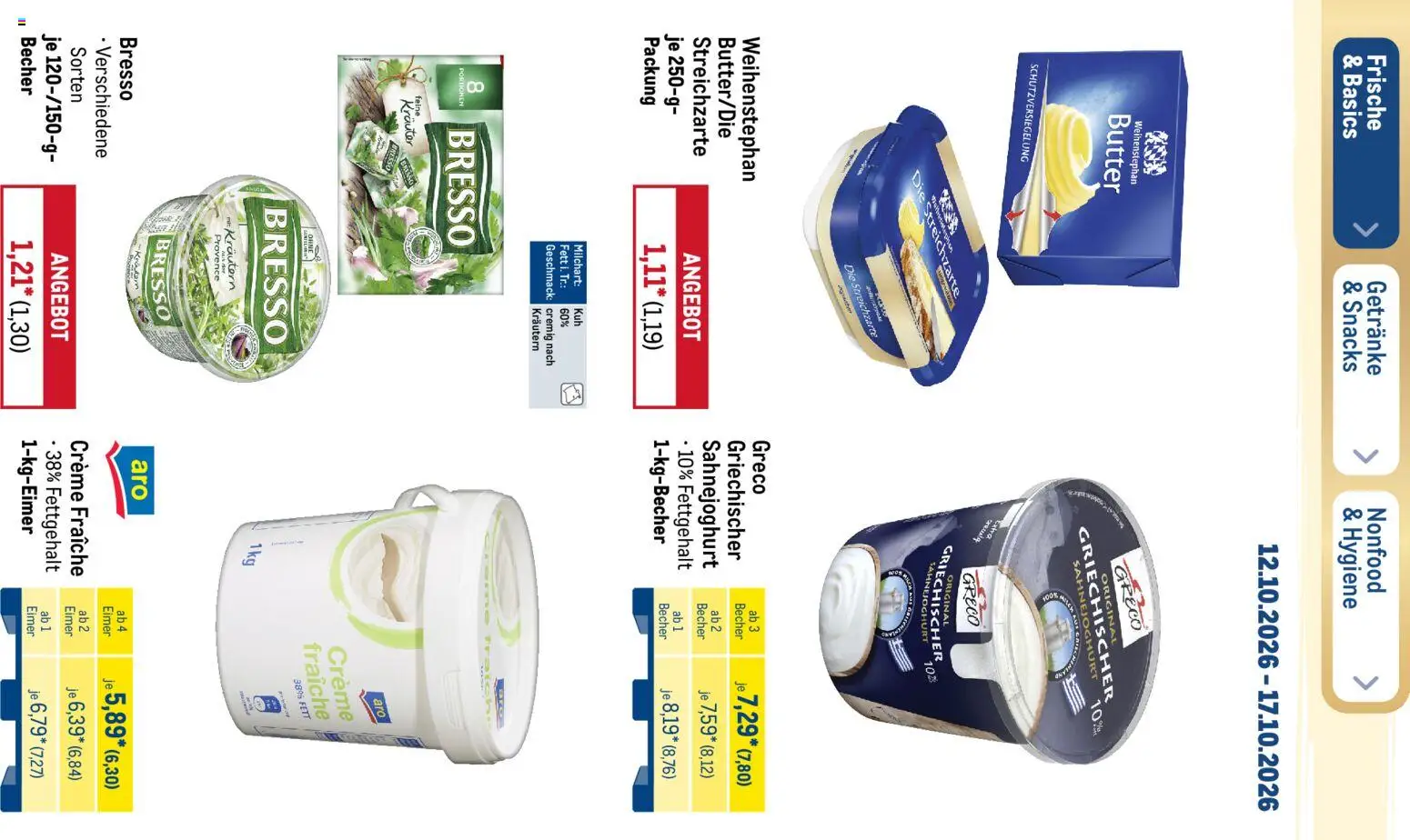 Metro Black Friday – gültig ab 12.10.2026 | Seite: 44 | Produkte: Butter, Bresso, Weihenstephan butter, Creme