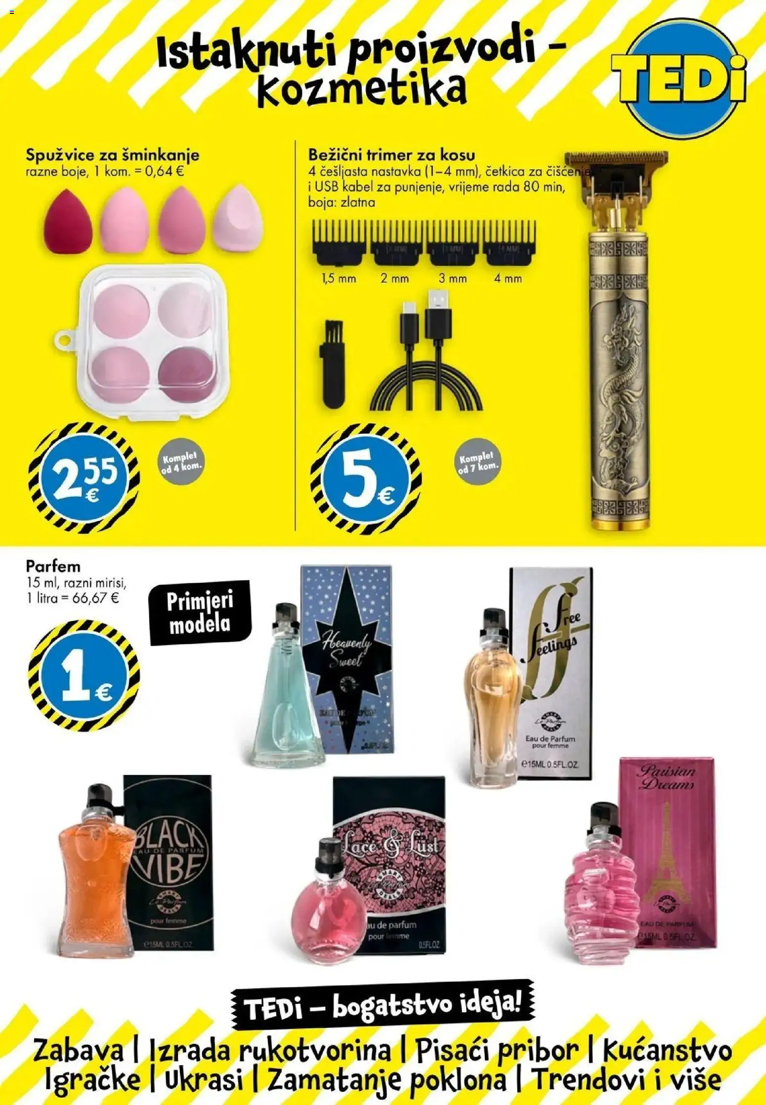 TEDi Katalog - Bjelovar novi od 22.10.2026 na listanje > letak digitalni | Stranica: 13 | Proizvodi: Parfem, Trimer, Kabel, Igračke