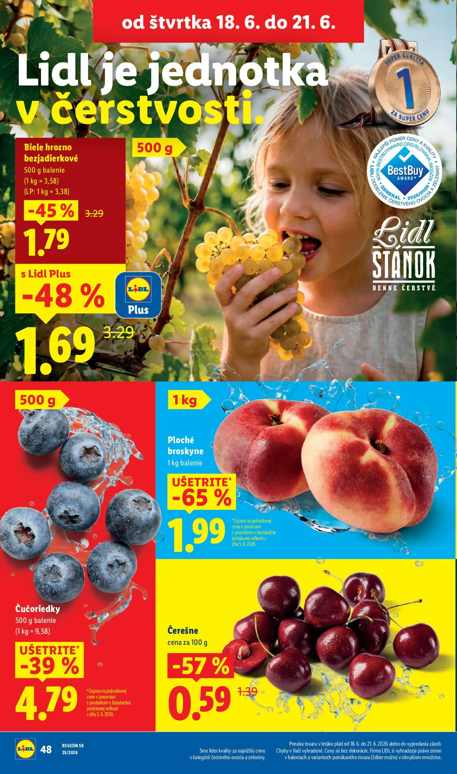 Nové Lidl akcie – leták je platný od 15.06.2026 | Strana: 60 | Produkty: Čučoriedky, Čerešne, Broskyne, Hrozno